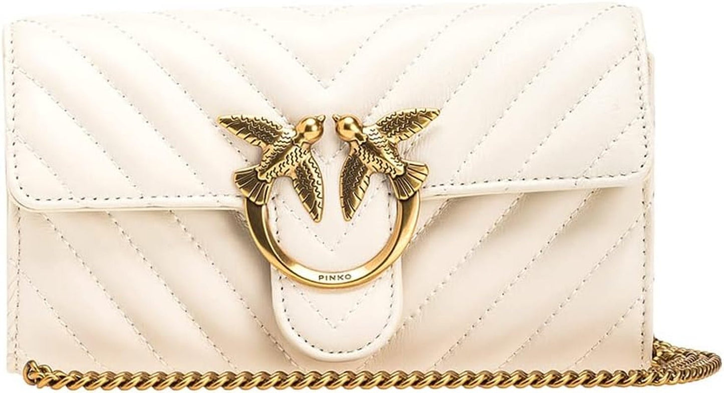 Pinko Ladies Sheep Nappa Love ONE Wallet C SCHAFNAPPA Dámská peněženka Naty Shop Z14Q_Bianco Seta-Antique Gold Jedna velikost pro všechny