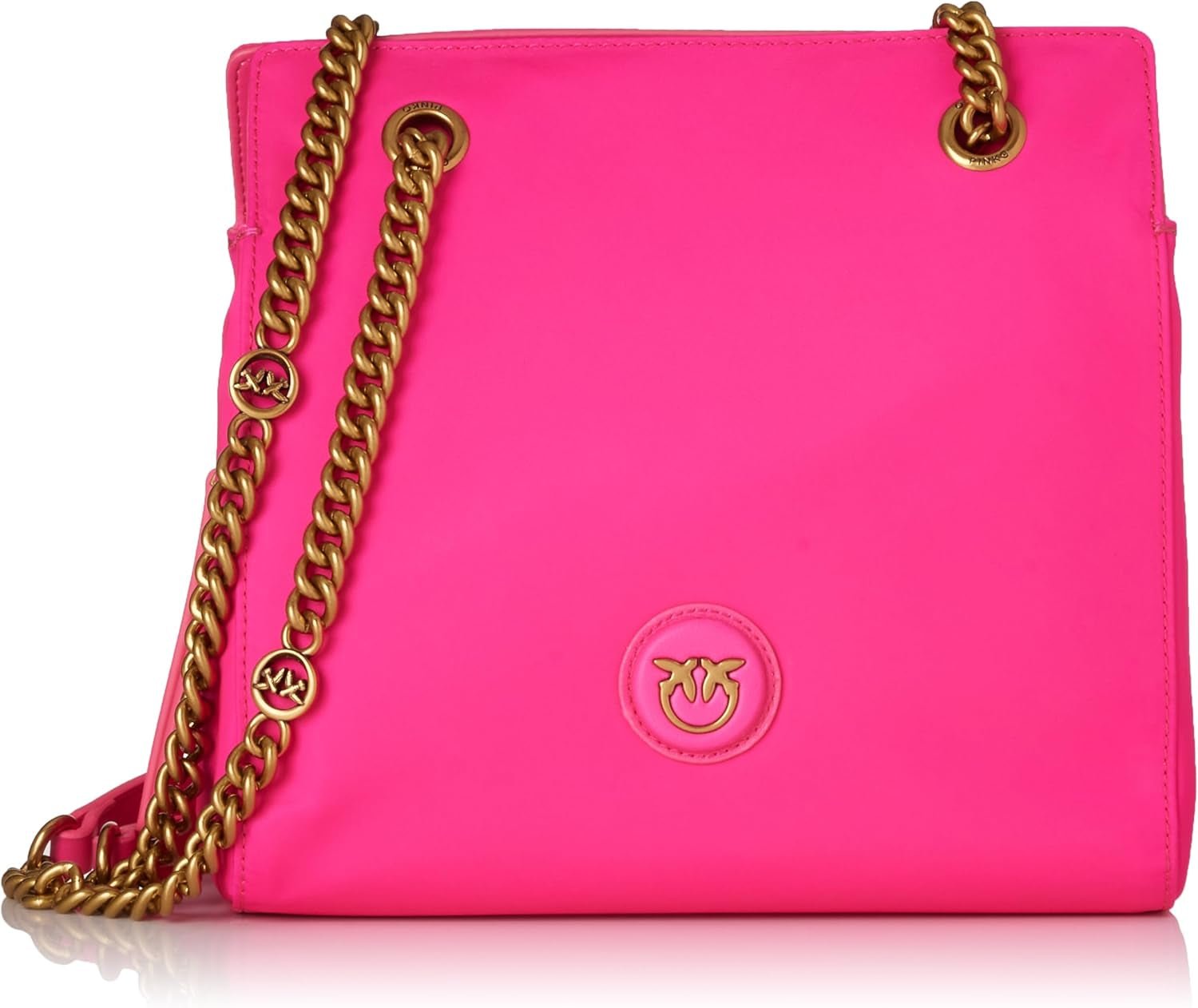 Pinko Dámské Recycled Gate Shopper RECYCELTES Nylon + Dámské Tašky Naty Shop N17Q_Pink Pinko-Antique Gold