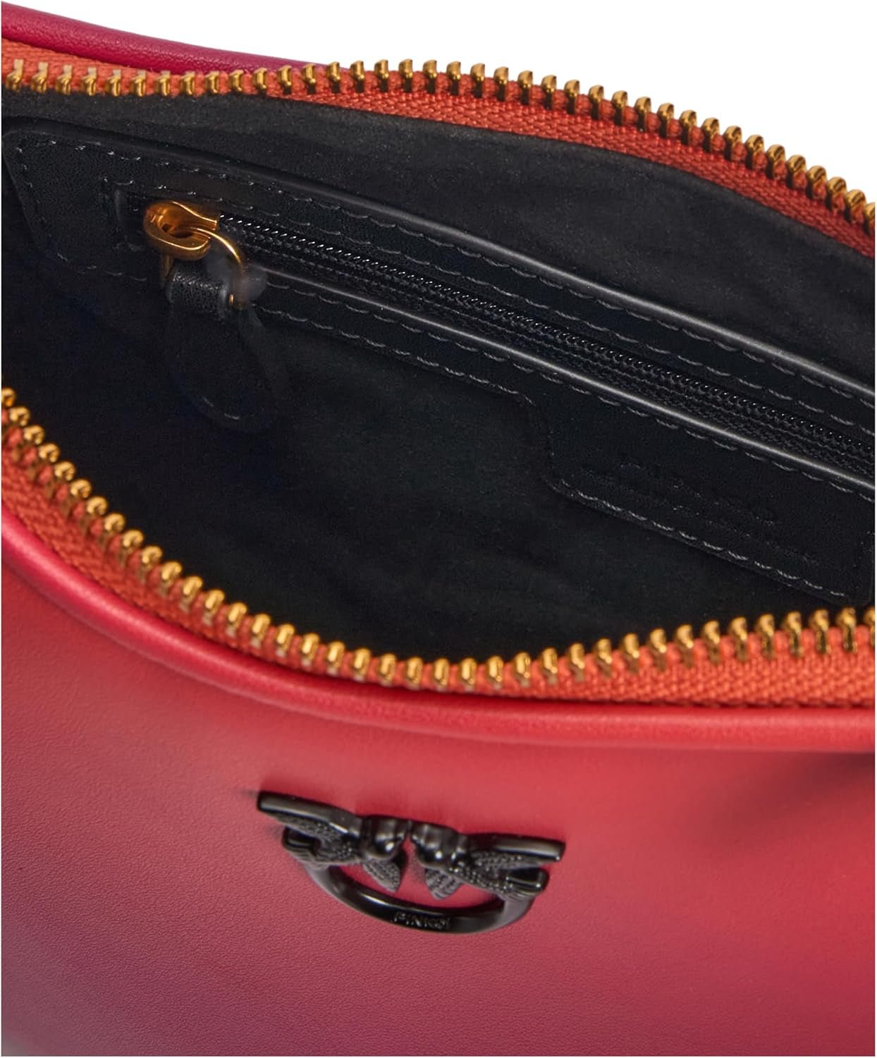 Pinko Half Moon mini kožená taška s přechodovou barvou, ya4l_Mult.fuchsia, oranžovo-černá Dámské tašky Naty Shop