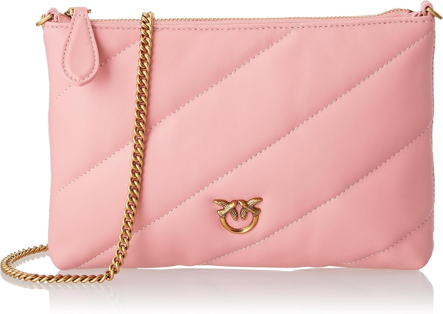 Pinko Ladies Flat Pouch Sheep Nappa FLACHTASCHE SCHAFNAPPA Dámské Tašky Naty Shop P66Q_Rosa Rossore-Antique Gold