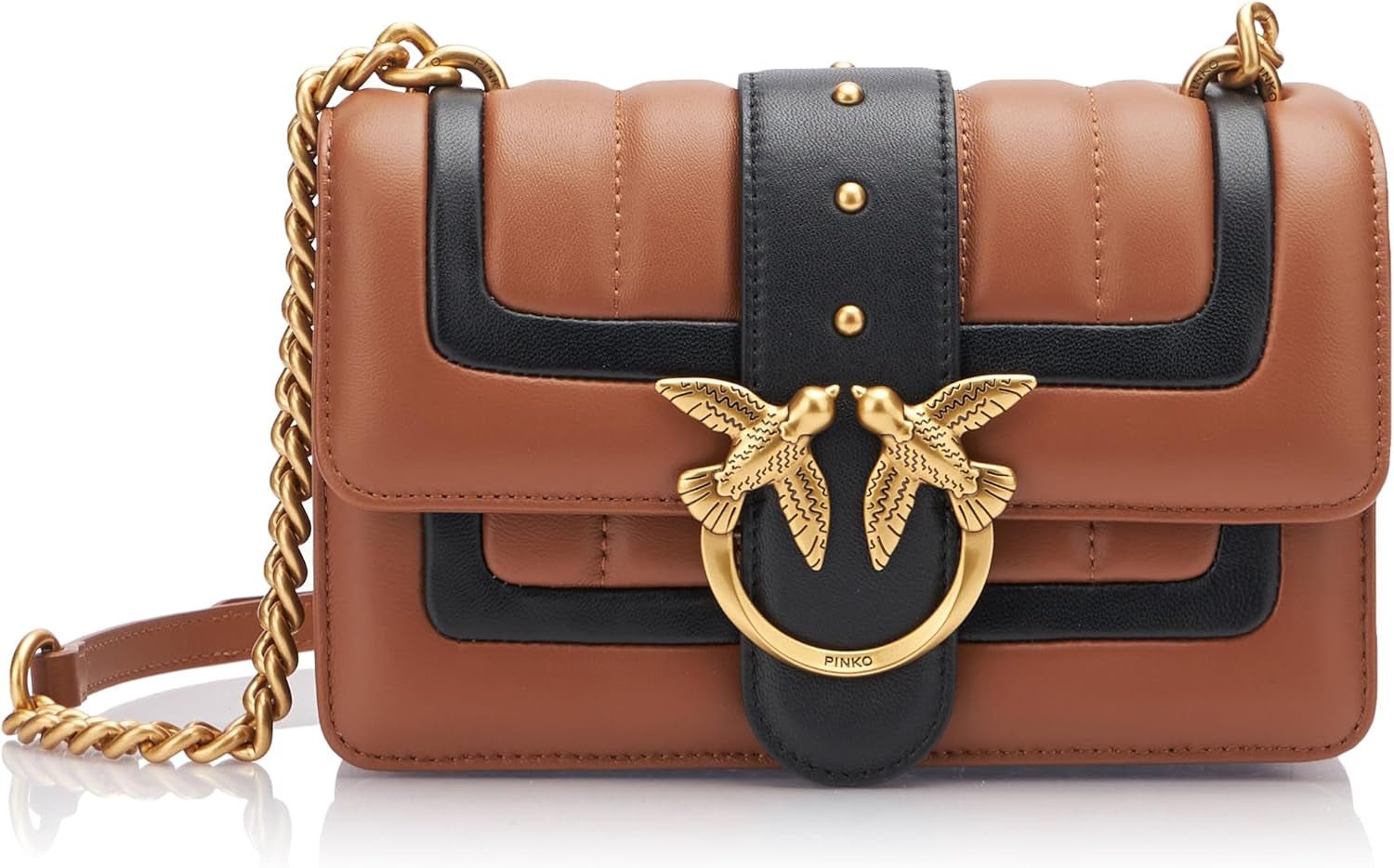 Pinko Ladies Love One Mini Cl Single Side Sheep Nappa Line Quilt Bag Dámské Tašky Naty Shop Lz9Q_Brown/Negru-Antic-Gold