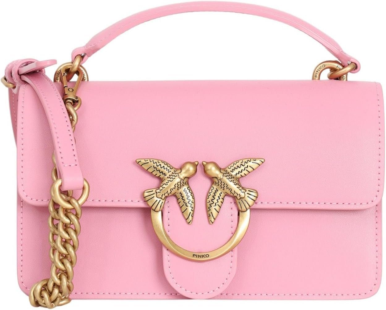 Pinko Ladies Love One Mini lehká lýtková hedvábná taška Dámské tašky Naty Shop P31Q_Pink-Marino-Antique Gold