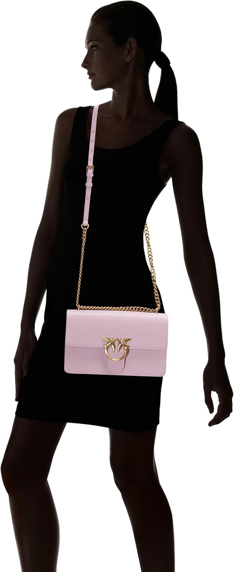 Pinko Love One Classic Dc telecí kožená taška, wgq_lilac- starožitné zlato Dámské tašky Naty Shop