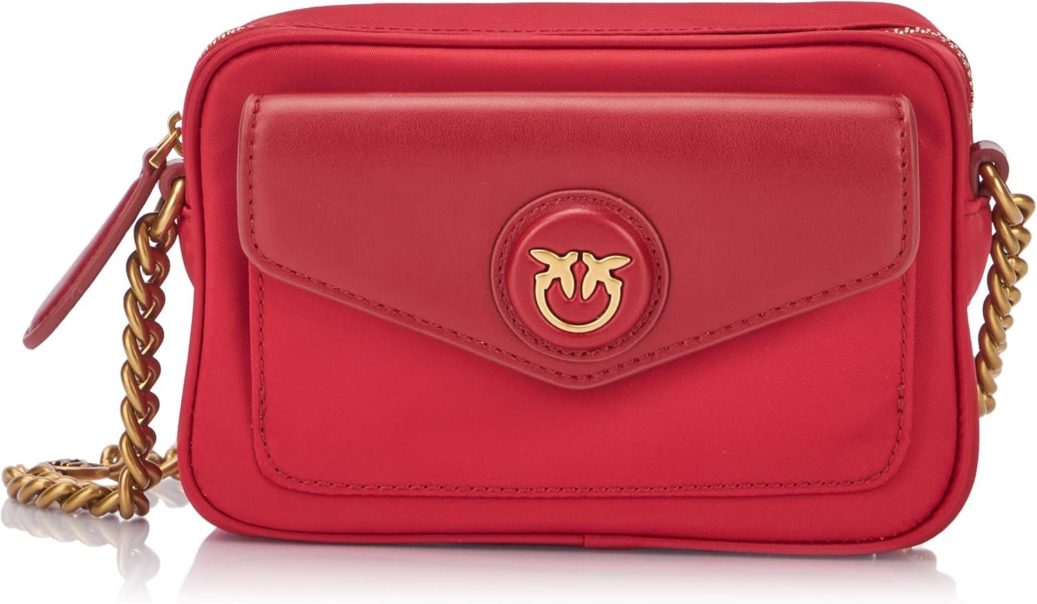 Pinko Nyllo Gate POUZDRO na fotoaparát Recyklovaný NYLO Dámské tašky Naty Shop R40Q_Dark Red Antique Gold
