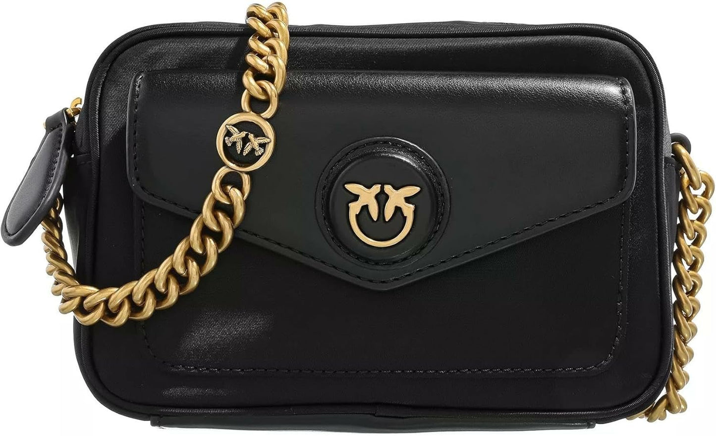 Pinko Nyllo Gate POUZDRO na fotoaparát Recyklovaný NYLO Dámské tašky Naty Shop Z99Q_Antique Black-Gold