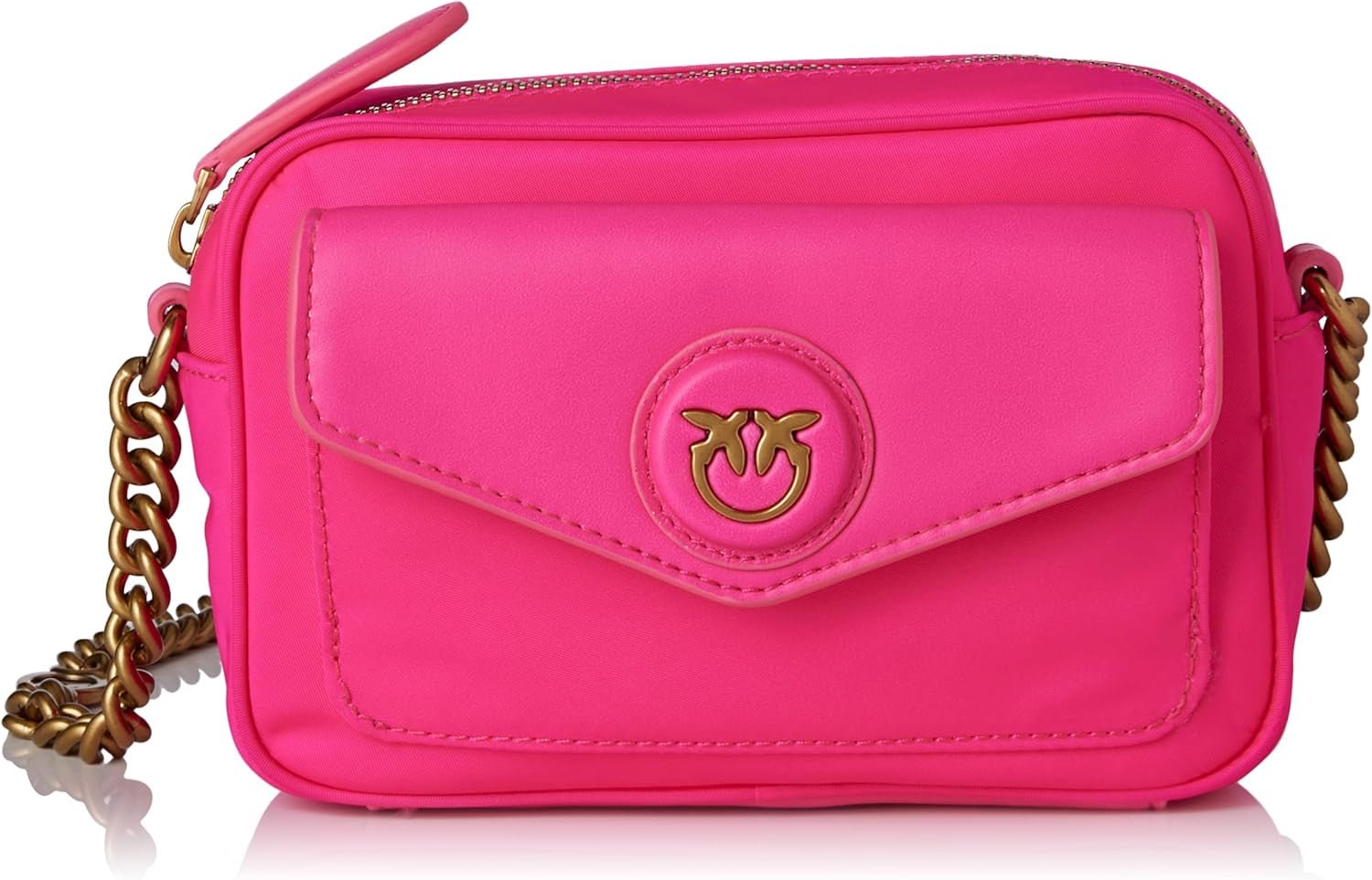 POUZDRO na fotoaparát Pinko Nyllo Gate Recycled NYLO Dámské tašky Naty Shop N17Q_Růžová Růžová Pinko-Antique Gold