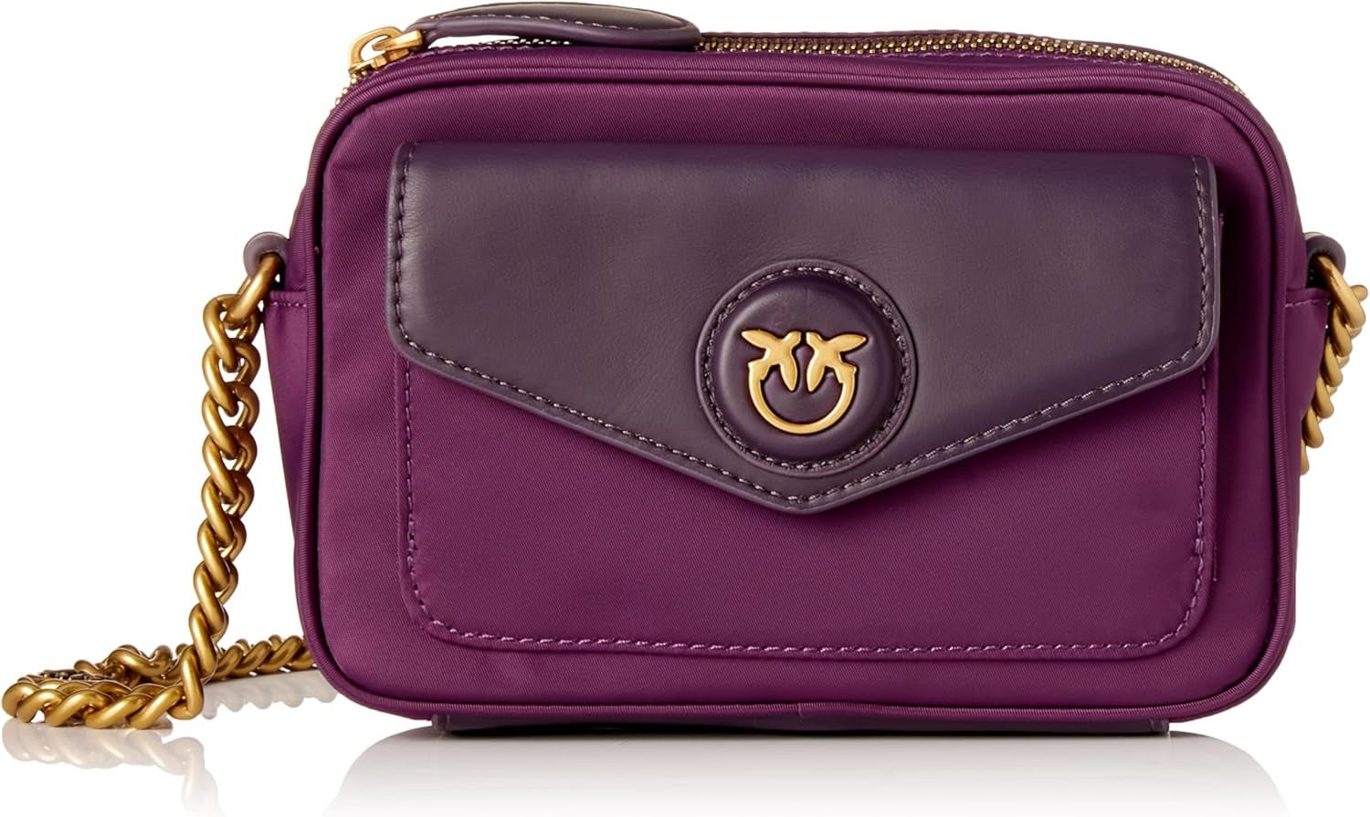 Pinko Nyllo Gate POUZDRO na fotoaparát Recyklovaný NYLO Dámské tašky Naty Shop W84Q_Violet Uva-Antique Gold