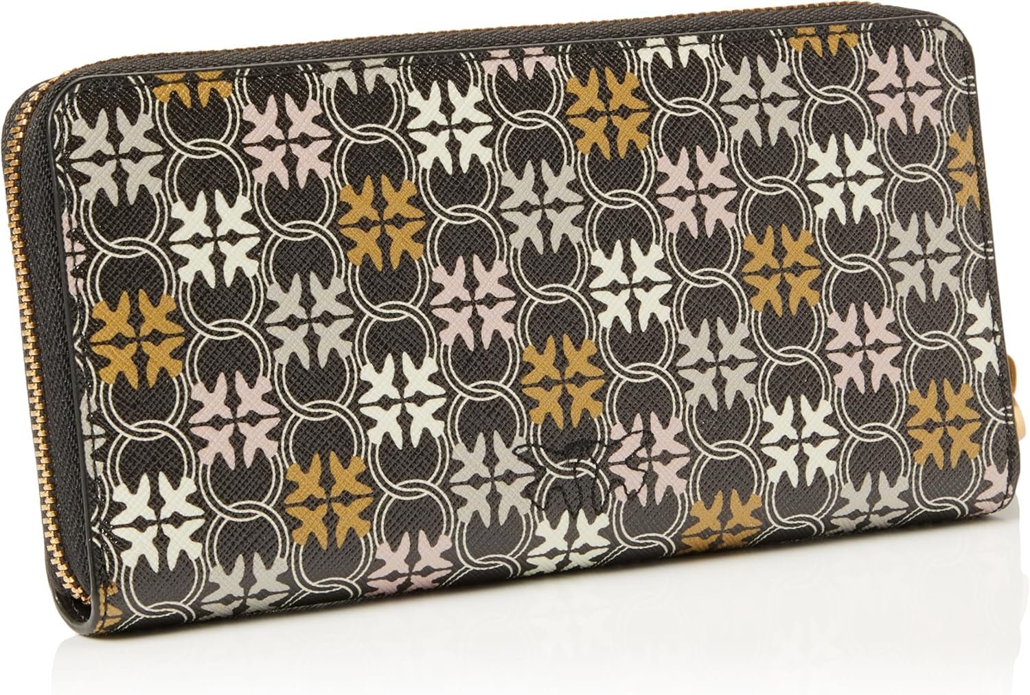 Pinko Women's Ryder Zip Around Leather Print Logo Cestovní peněženka na doplňky, Zm7q_Black/Brown/White.Antique Go Wallet Women Naty Shop