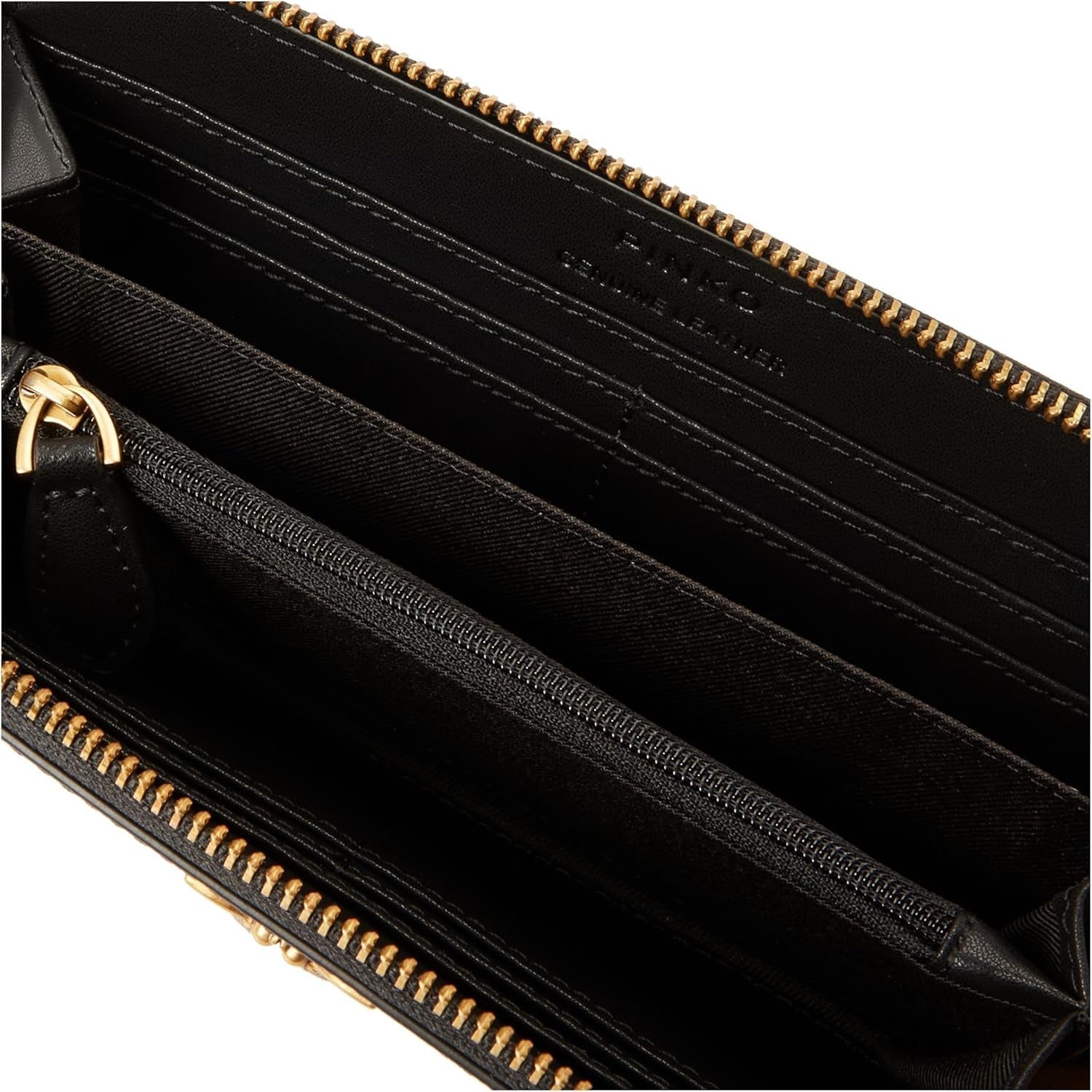 Pinko Women's Ryder Zip Around Leather Print Logo Cestovní peněženka na doplňky, Zm7q_Black/Brown/White.Antique Go Wallet Women Naty Shop