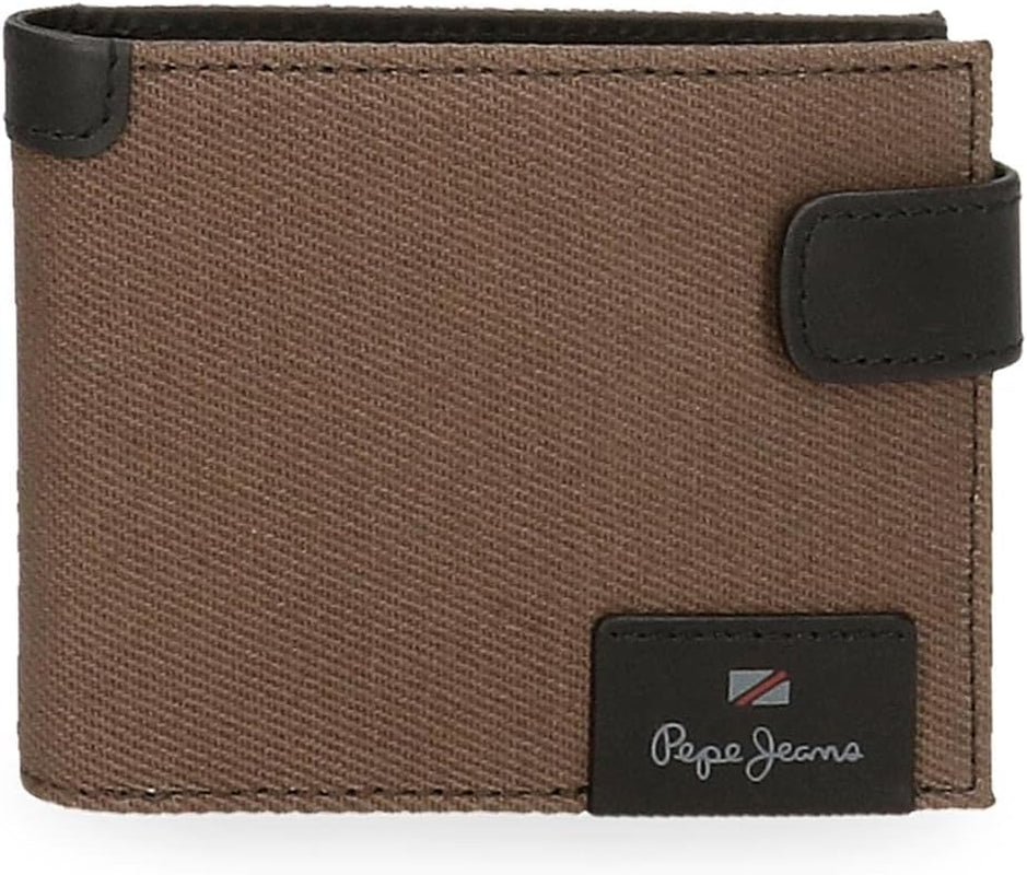 Horizontální peněženka Pepe Jeans Hilltop se zapínáním na cvak, jedinečná Pánská peněženka Naty Shop Brown