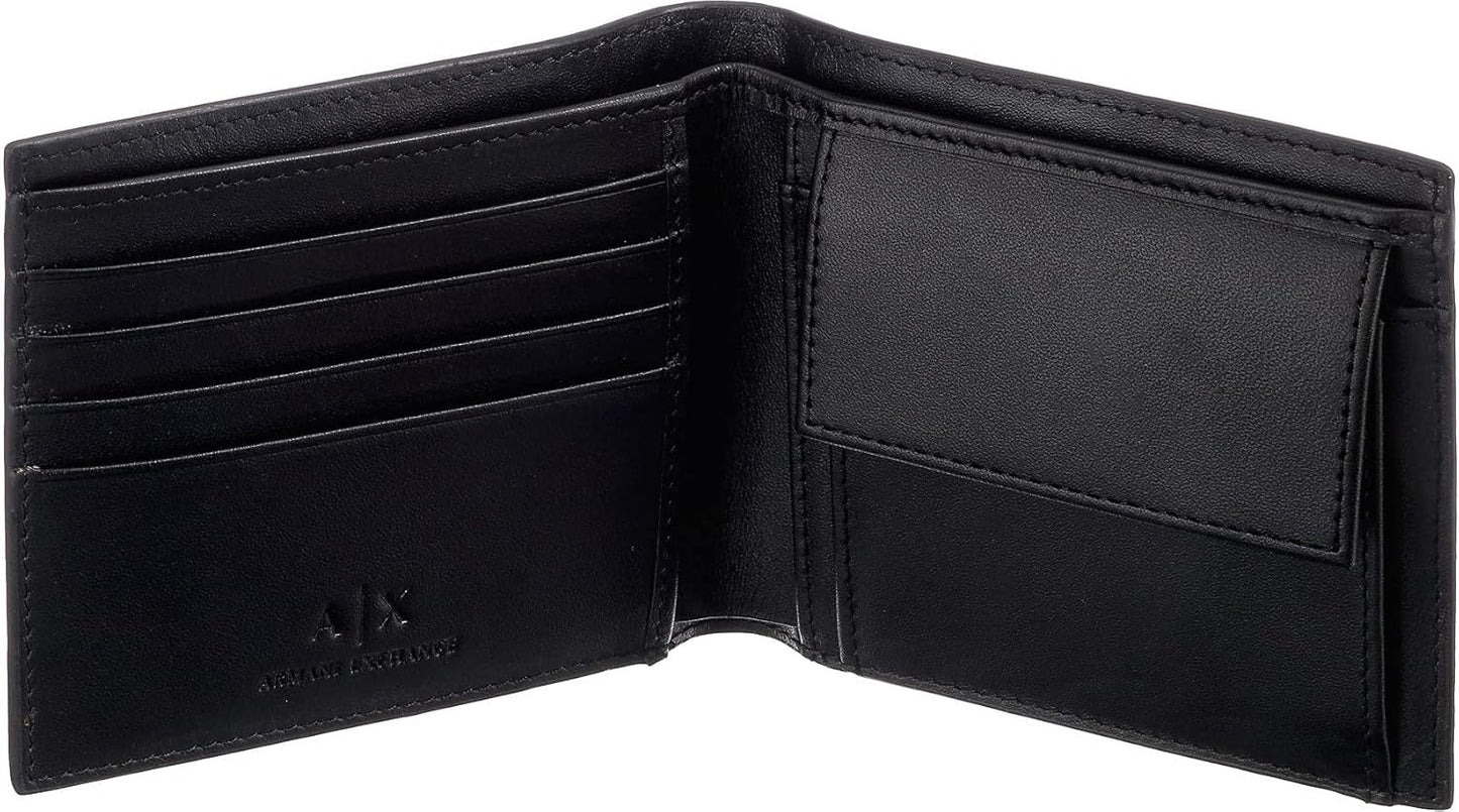 Pánská peněženka Armani Exchange Essential Wallet Jednoduchý tisk loga Černá pánská peněženka Naty Shop