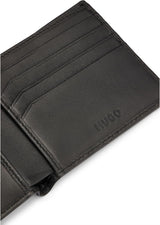 Pánská peněženka HUGO Tibby 8 ccm z kůže Nappa s černým logem Pánská peněženka Stck Naty Shop