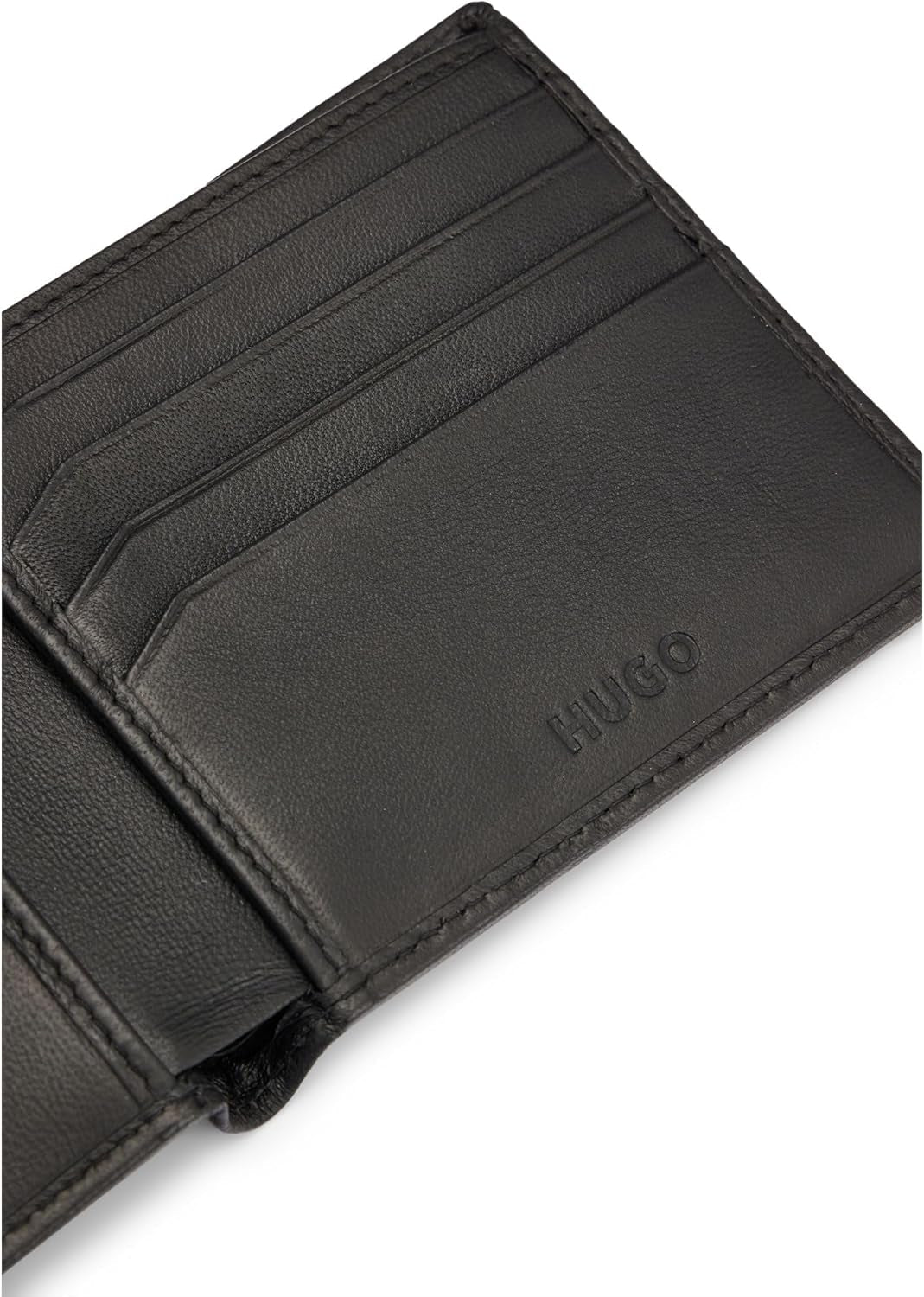 Pánská peněženka HUGO Tibby 8 ccm z kůže Nappa s černým logem Pánská peněženka Stck Naty Shop