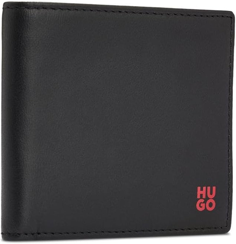 Pánská peněženka HUGO Tibby 8 ccm z kůže Nappa s černým logem Pánská peněženka Stck Naty Shop