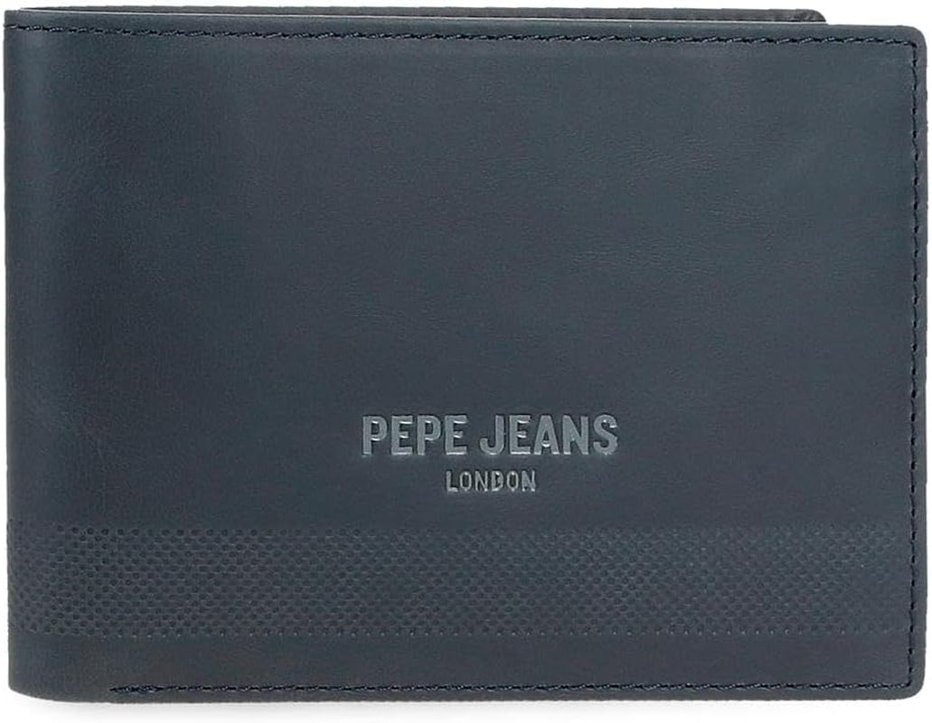 Pánská peněženka Pepe Jeans modrá 11,5 x 8 x 1 cm Kožená peněženka chráněná RFID s kapsou na mince Pánská peněženka Naty Shop Výchozí název