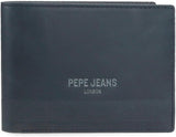 Pánská peněženka Pepe Jeans modrá 11,5 x 8 x 1 cm Kožená peněženka chráněná RFID s kapsou na mince Pánská peněženka Naty Shop Výchozí název