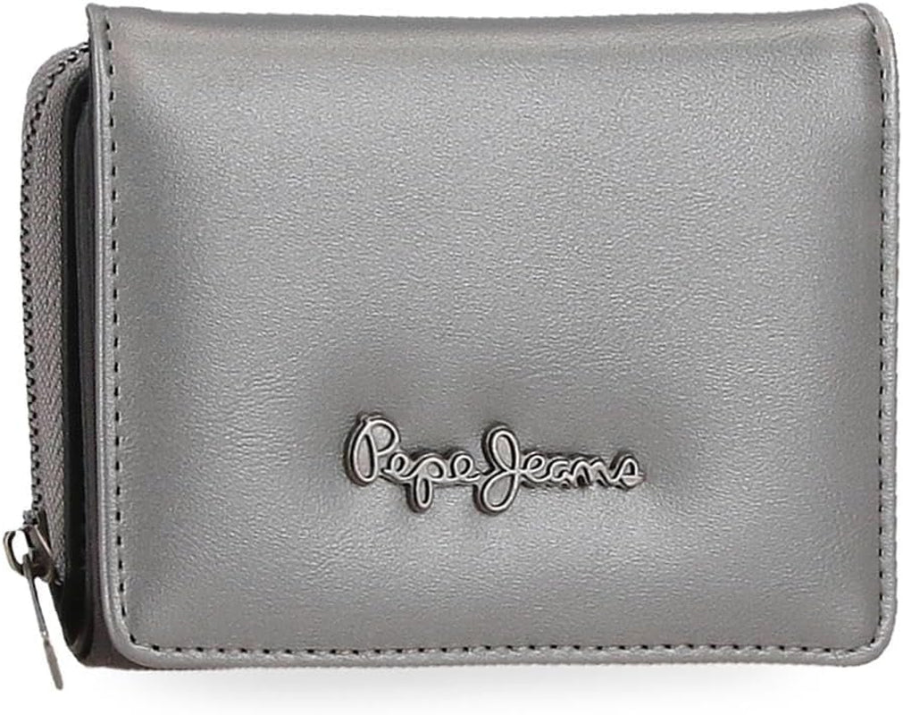 Pepe Jeans Ruby peněženka, peněženka, peněženka, vyrobená z polyesteru s detaily z umělé kůže. Přihrádky, zipy. Od Joumma Bags Dámská peněženka Naty Shop Antracitová peněženka