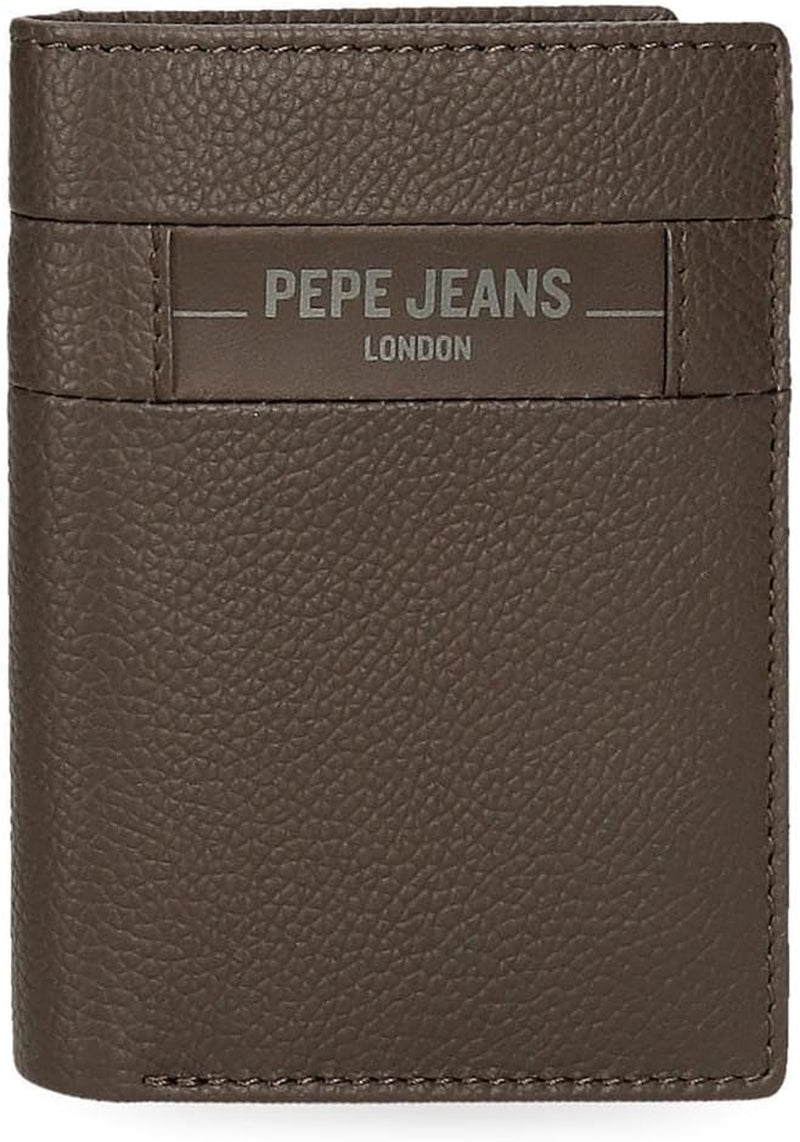 Pepe Jeans Checkbox Černá Hnědá Modrá Šedá Hovězí kůže Peněženky a peněženky Pánská peněženka Naty Shop Hnědá Vertikální peněženka