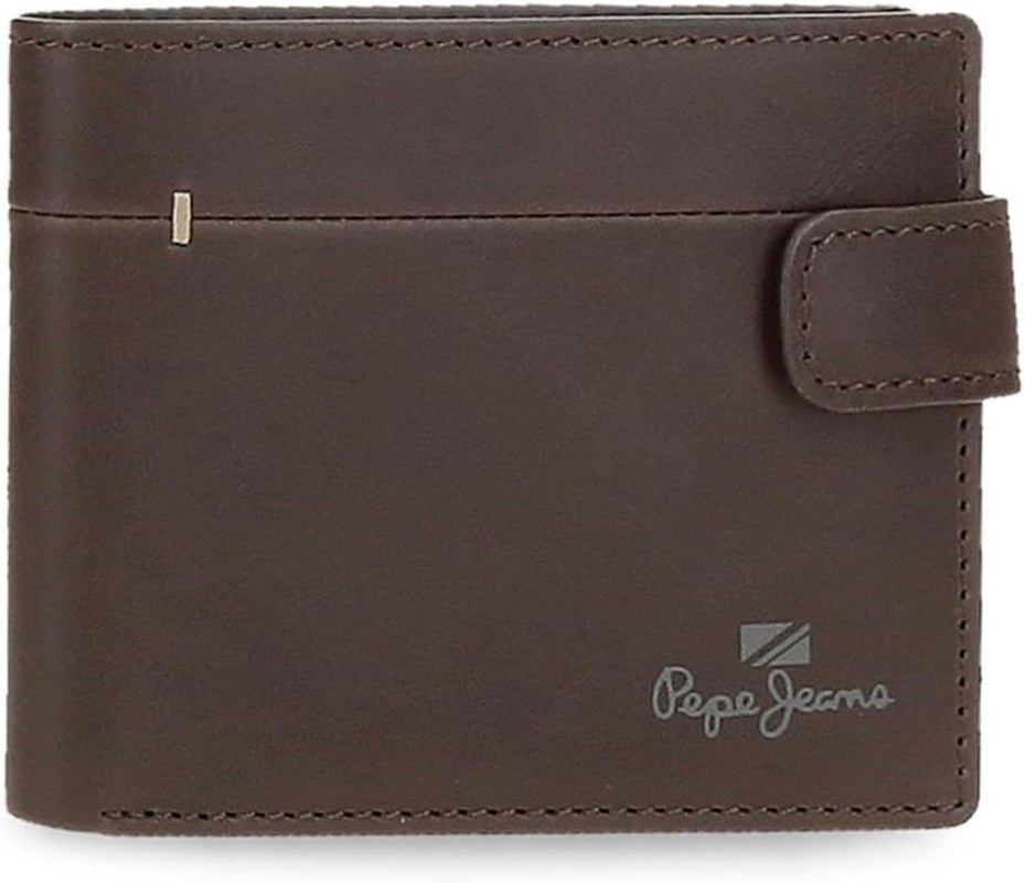 Peněženky a peněženky z hovězí kůže Pepe Jeans, černá, hnědá, tmavě modrá, různé velikosti Pánská peněženka Naty Shop Hnědá Vertikální peněženka