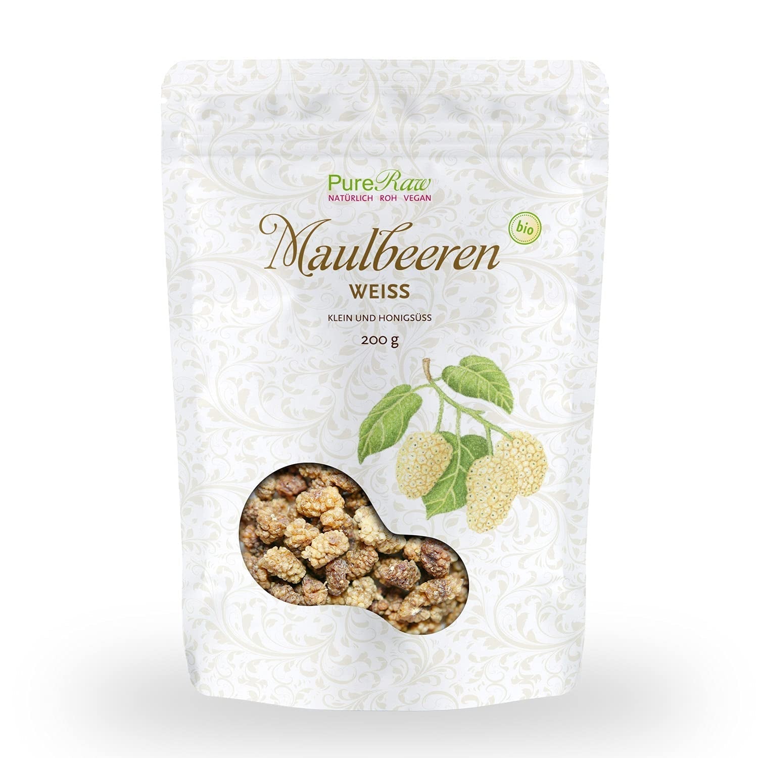 Premium Bio sušené (Raw Vegan) bílé moruše Morus Alba Morus Alba - Sušené ovoce bez přidaného cukru z Turecka - Bio Raw bílé moruše sušené ovoce | PureRaw 200g Dehydrované produkty Naty Shop 200G (1 balení) Ostružiny