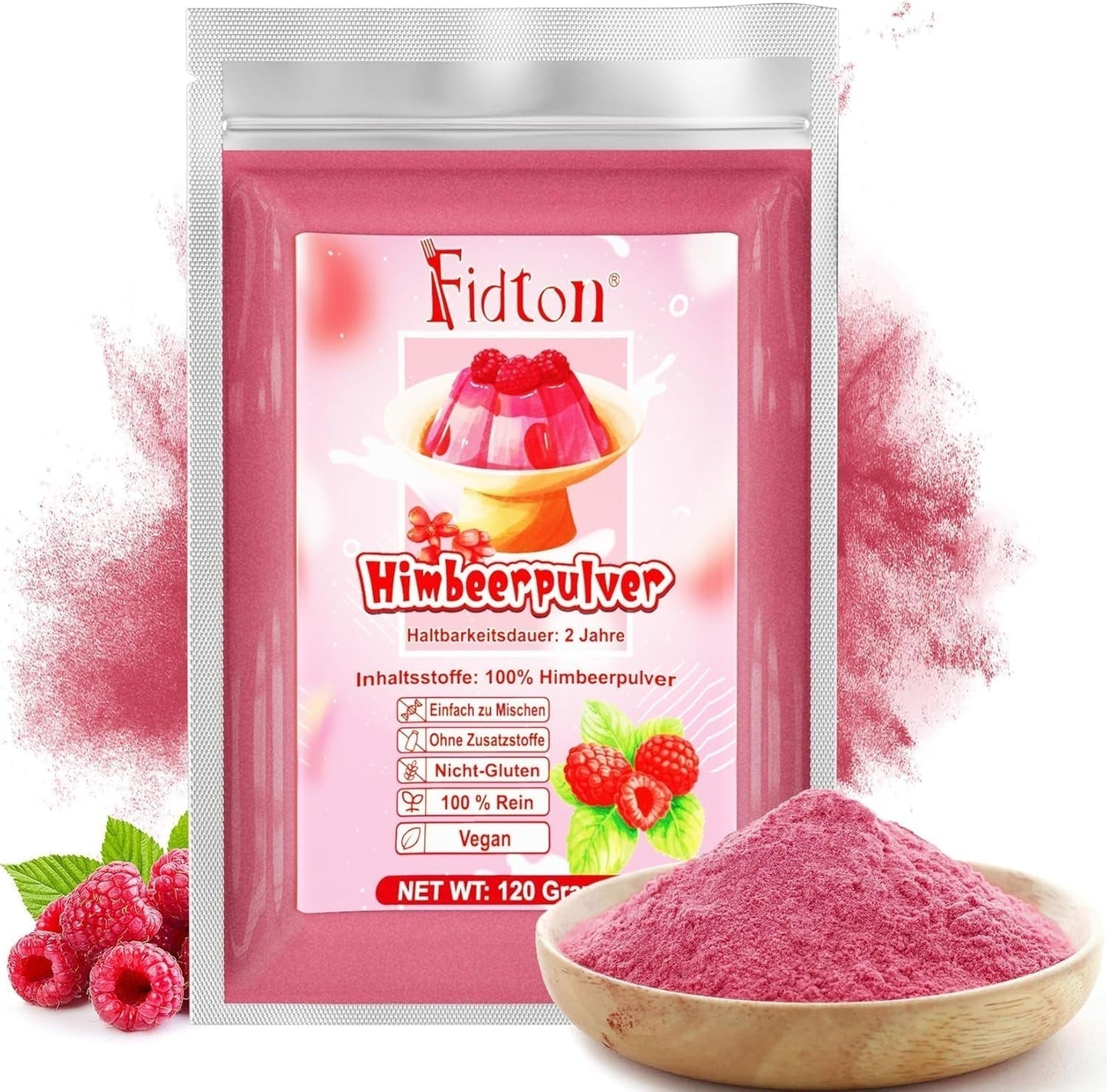 Jahodový prášek 120g - 100% přírodní jahody Lyofilizované, bez přísad Snadné míchání Výživné, lyofilizované jahody do zmrzliny, dortů, smoothies, nápojů, ochucovací prášek Dehydrované produkty Naty Shop 120G Malina