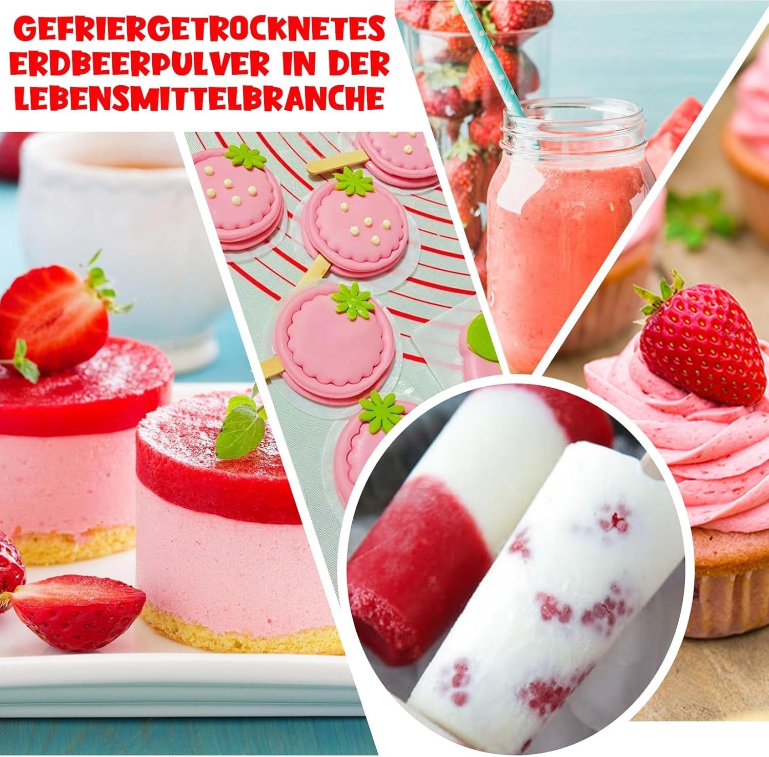 Jahodový prášek 120g - 100% přírodní jahody Lyofilizované, bez přísad Snadné míchání Výživné, mrazem sušené jahody na zmrzlinu, dorty, smoothie, nápoje, chuťový prášek Dehydrované produkty Naty Shop