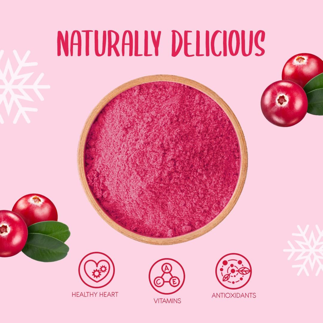 Lyofilizovaný brusinkový prášek 250g - Lyofilizovaný ovocný prášek - Lyofilizovaný brusinkový prášek na pečení, smoothie a müsli - 100% přírodní brusinkový prášek bez přísad Dehydrované produkty Naty Shop