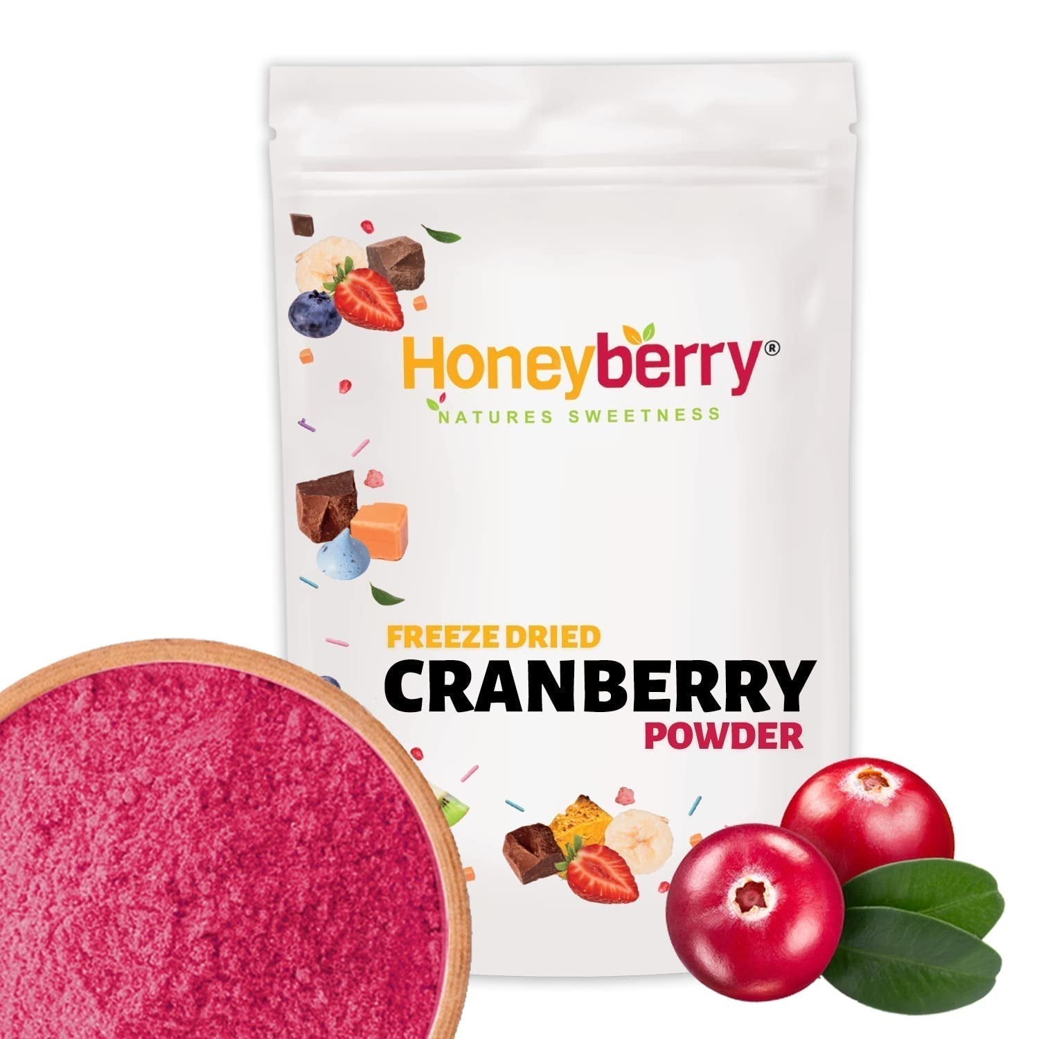 Lyofilizovaný brusinkový prášek 250g - Lyofilizovaný ovocný prášek - Lyofilizovaný brusinkový prášek na pečení, smoothie a müsli - 100% přírodní brusinkový prášek bez přísad Dehydrované produkty Naty Shop 250G