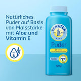 Přírodní pudr pro miminka Penaten s aloe a vitamínem E (1x 100g) - Chrání citlivou pokožku, absorbuje vlhkost a udržuje pokožku suchou - Dermatologicky schváleno - 99% složek přírodního původu Děti - Koupel a péče o pleť Naty Shop