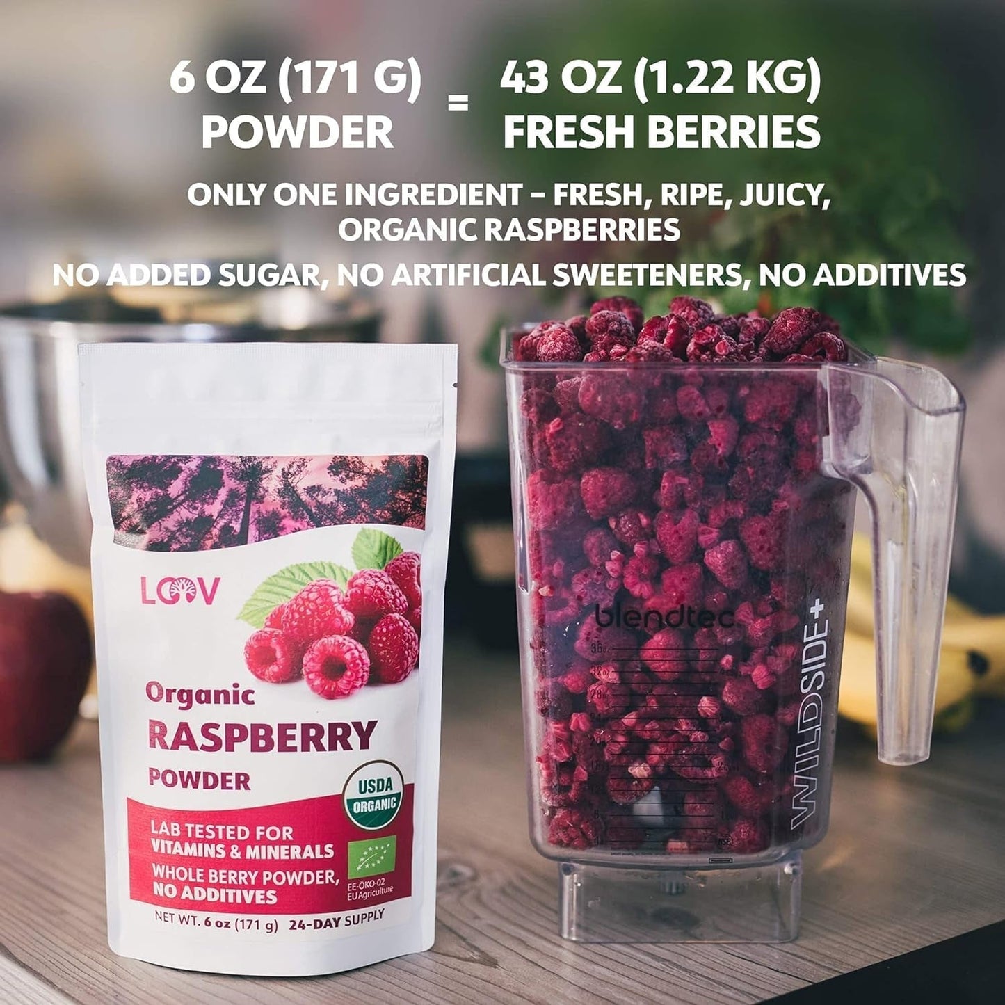 Organický malinový prášek 100% celé maliny lyofilizovaný malinový prášek 171 g z Evropy zásobování 24 dní bez přidaného cukru Naty Shop dehydratované produkty