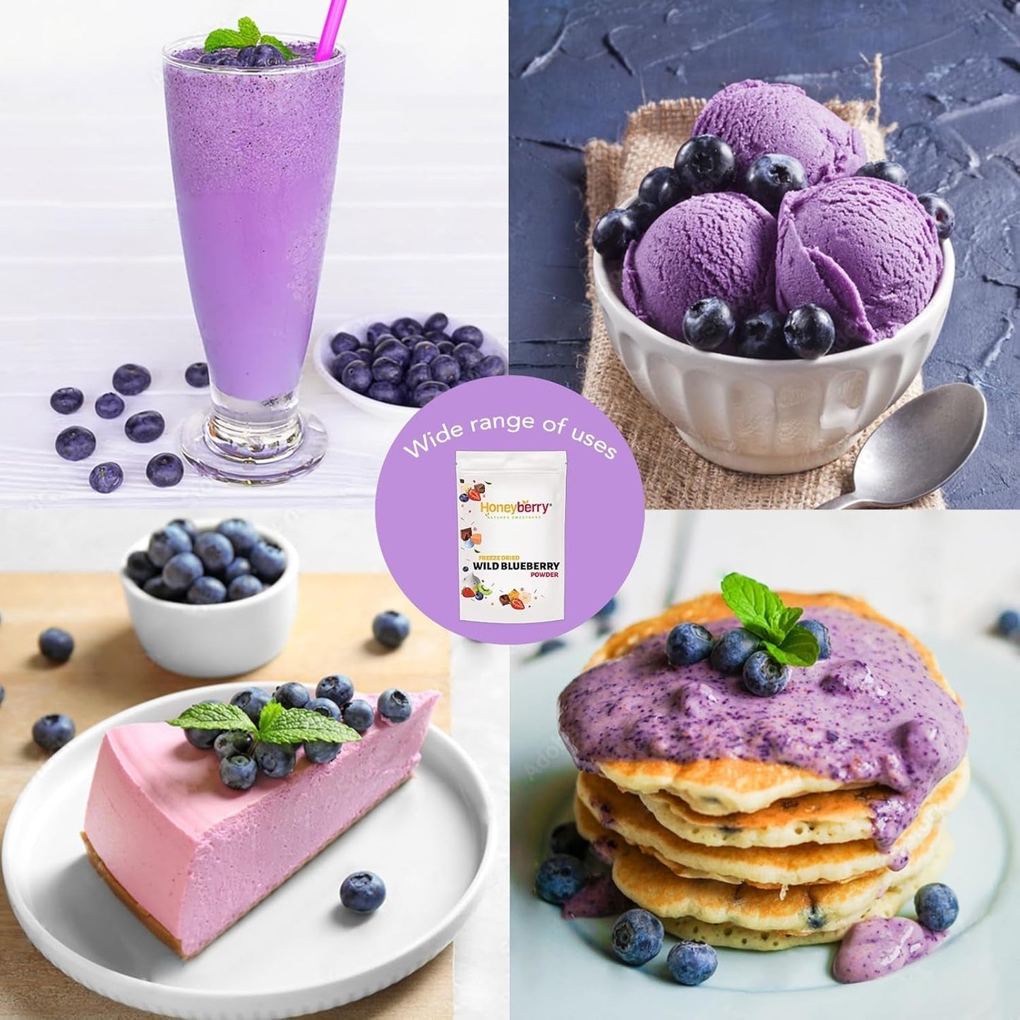 Lyofilizovaný prášek z lesních borůvek 100g - Lyofilizovaný ovocný prášek - Lyofilizovaný prášek z borůvek na pečení, smoothie a müsli - Přírodní borůvkový prášek bez přísad Dehydrované produkty Můj obchod