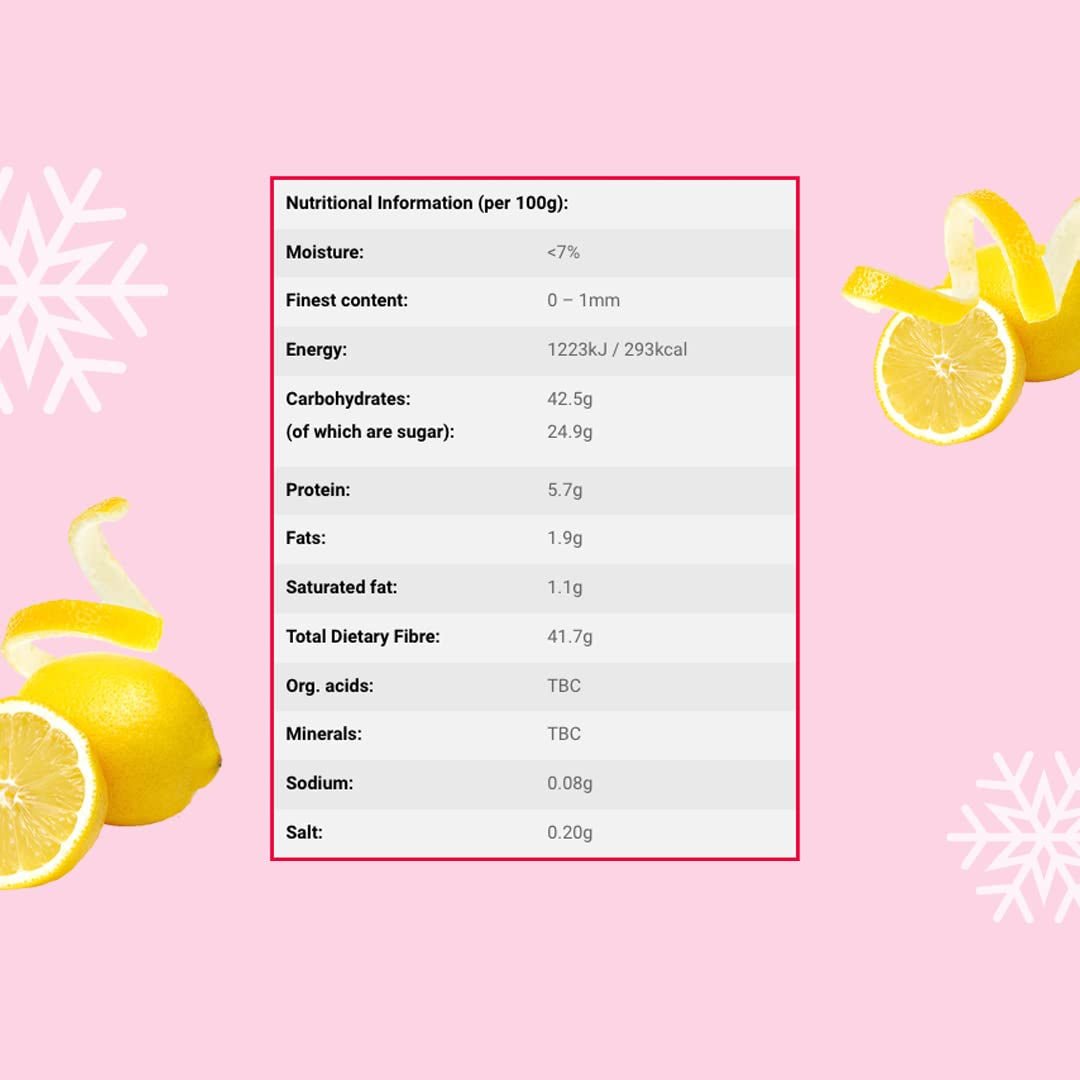 Lyofilizovaný prášek z citronové kůry 100g - Lyofilizovaný ovocný prášek - Lyofilizovaný citronový prášek na pečení, smoothie a čaj - 100% přírodní citronový prášek bez přísad Dehydrované produkty Naty Shop