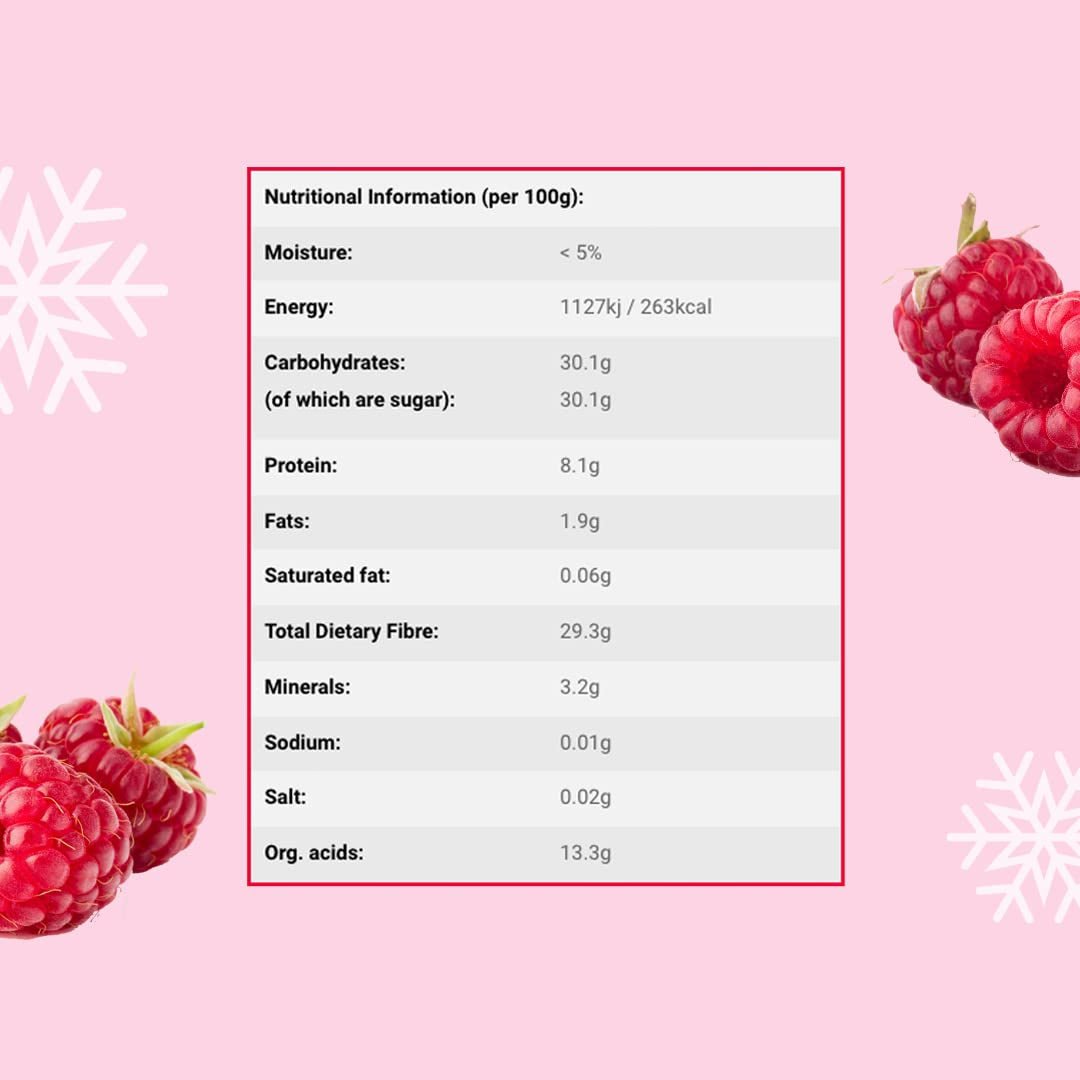 Lyofilizovaný malinový prášek 100g - Lyofilizovaný ovocný prášek - Lyofilizovaný malinový prášek na pečení, smoothie a müsli - 100% přírodní malinový prášek bez přísad Dehydrované produkty Naty Shop