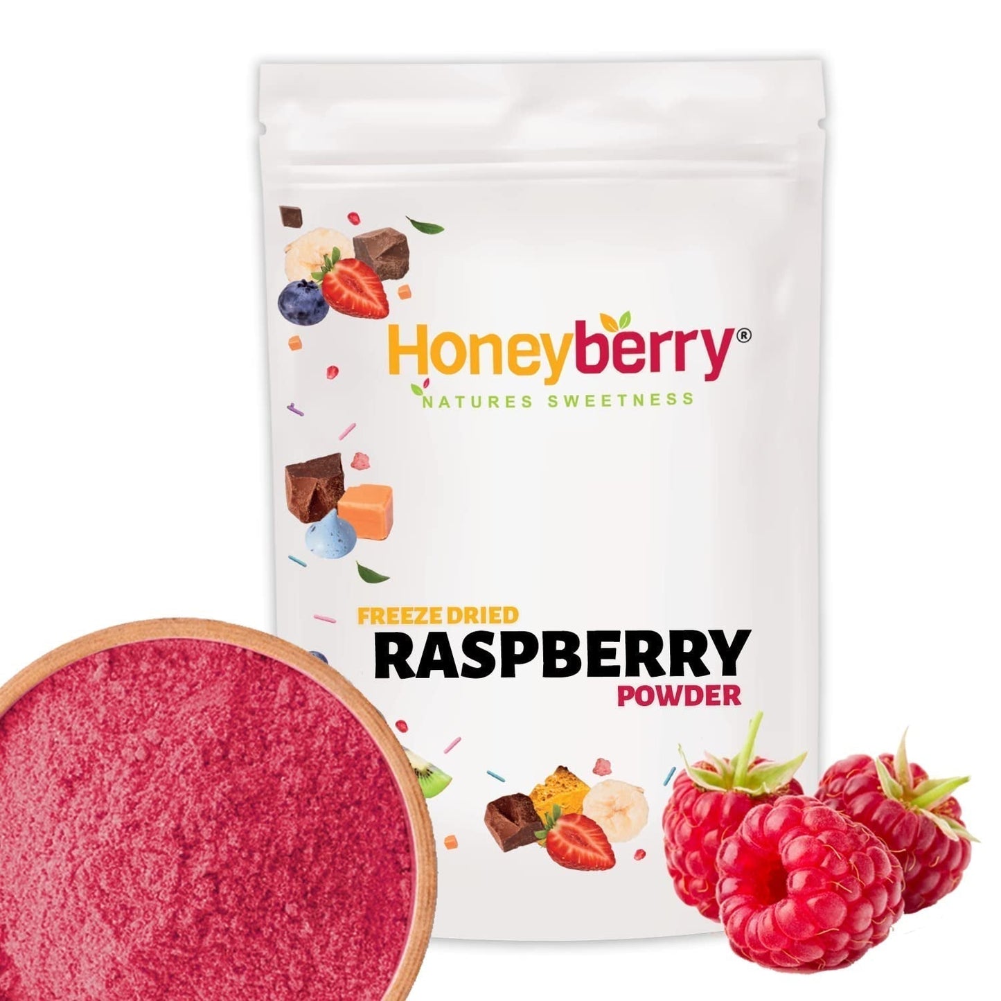 Lyofilizovaný malinový prášek 100g - Lyofilizovaný ovocný prášek - Lyofilizovaný malinový prášek na pečení, smoothie a müsli - 100% přírodní malinový prášek bez přísad Dehydrované produkty Naty Shop 100G