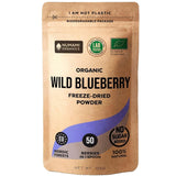 Organický prášek z divokých borůvek, mrazem sušené celé borůvky, 100% kvalita syrových potravin, bohaté na antioxidanty a vitamín C, bez přidaného cukru, sklizeno v severní Evropě Naty Shop Dehydrated Products 125 Gms