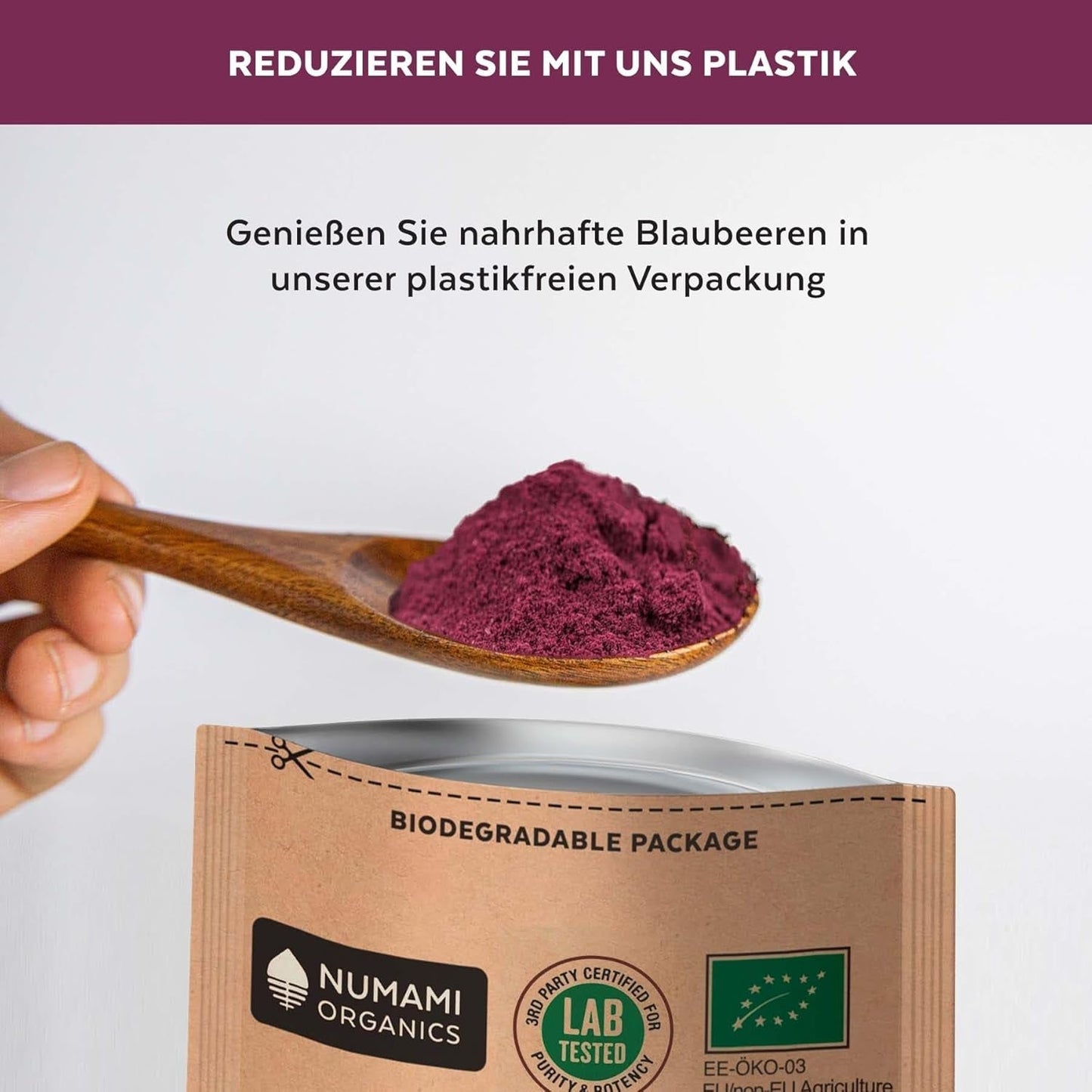 Organický prášek z divokých borůvek, lyofilizované celé borůvky, 100% kvalita syrových potravin, bohaté na antioxidanty a vitamín C, bez přidaného cukru, sklizeno v severní Evropě Sušené produkty Naty Shop
