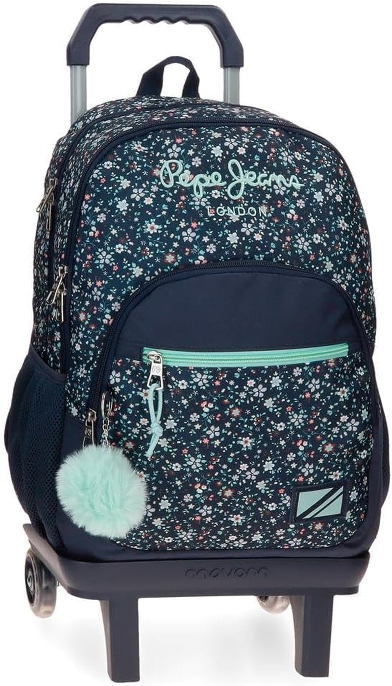 Pepe Jeans Alenka školní batoh s vozíkem, modrý, 30 x 40 x 12 cm, polyester, 14,4 l, modrý, školní batoh s vozíkem Prémiové batohy a brašny Naty Shop Rucksack 45 + Trolley