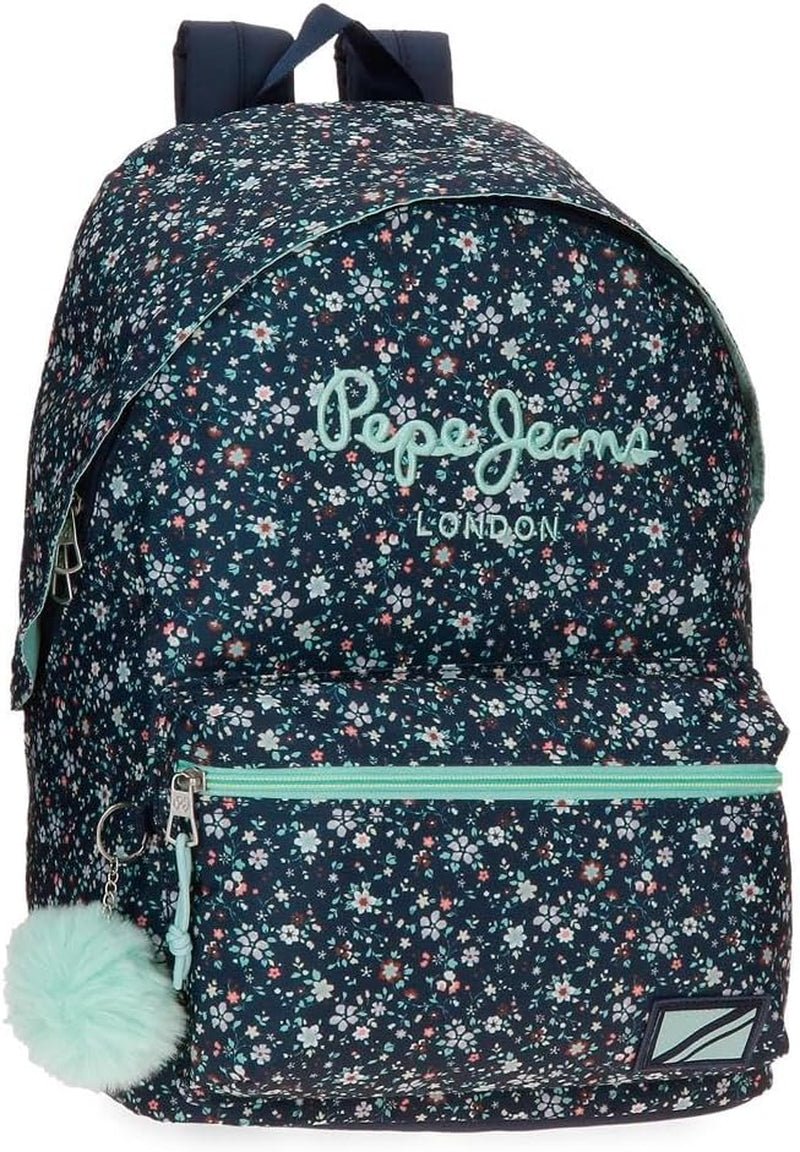 Pepe Jeans Alenka školní batoh s vozíkem, modrý, 30 x 40 x 12 cm, polyester, 14,4 L, modrý, školní batoh s vozíkem Premium batohy a brašny Naty Shop Rucksack 42