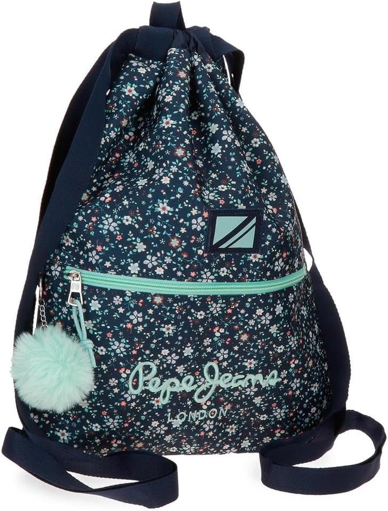Pepe Jeans Alenka školní batoh s vozíkem, modrý, 30 x 40 x 12 cm, polyester, 14,4 l, modrý, školní batoh s vozíkem Prémiové batohy a brašny Naty Shop Rucksack Mit Kordelzug