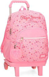 Pepe Jeans Alenka školní batoh s vozíkem, modrý, 30 x 40 x 12 cm, polyester, 14,4 l, modrý, školní batoh s vozíkem Prémiové batohy a brašny Naty Shop Rucksack Mit Doppelfach Und Trolley