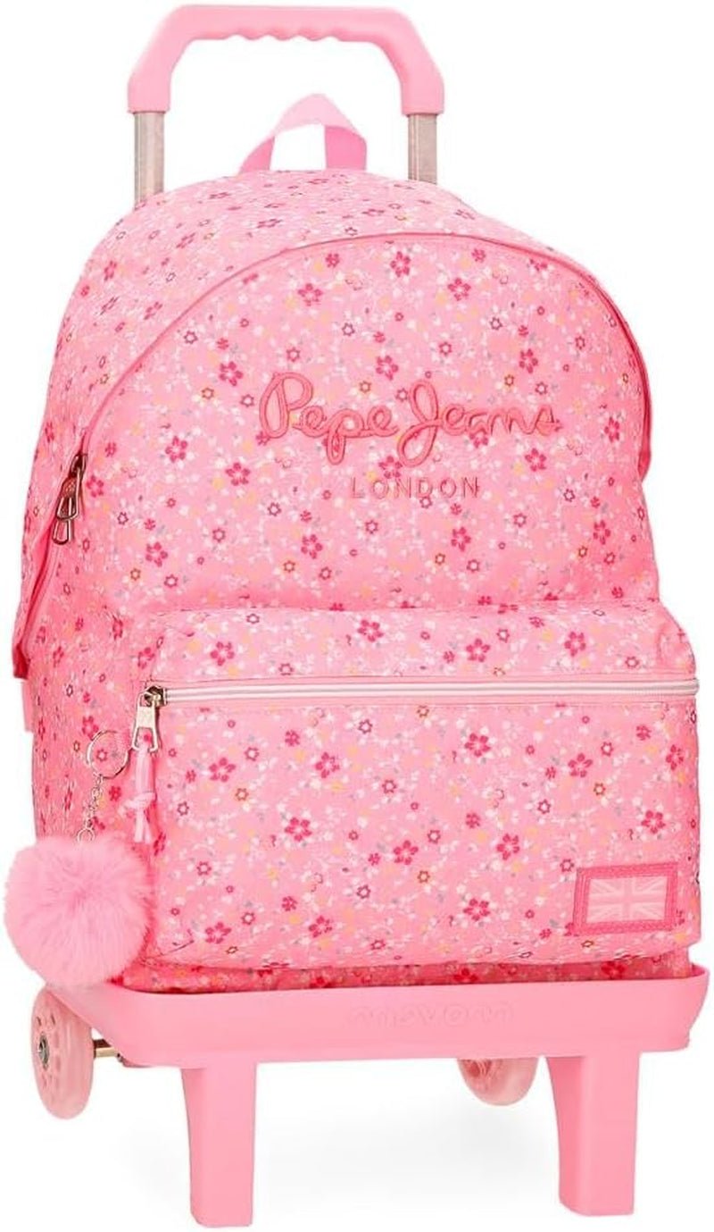 Pepe Jeans Alenka školní batoh s vozíkem, modrý, 30 x 40 x 12 cm, polyester, 14,4 l, modrý, školní batoh s vozíkem Prémiové batohy a brašny Naty Shop Rucksack 46 + Trolley