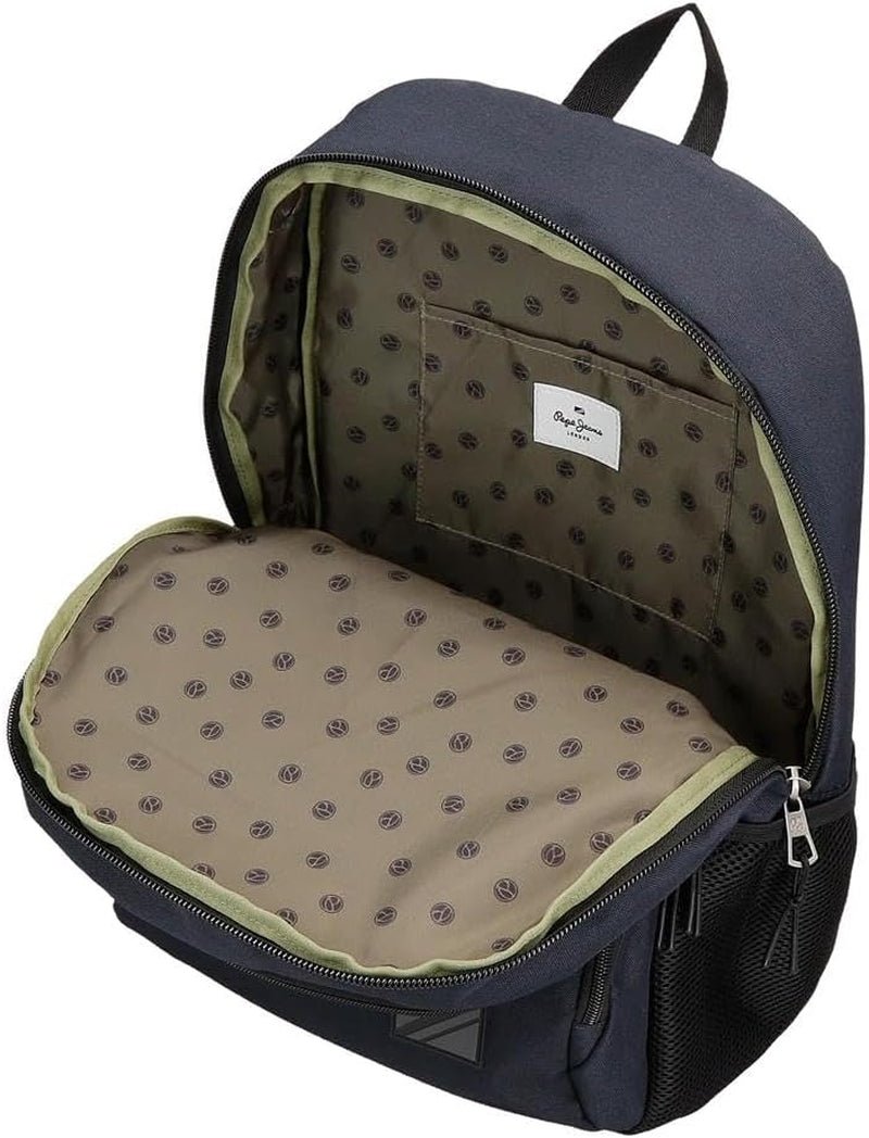 Školní batoh Pepe Jeans Cromwell, dvoukomorový, černý, 33 x 46 x 15 cm, polyester, 22,77 l, černý, univerzální, dvoukomorový školní batoh Premium Batohy a brašny Naty Shop