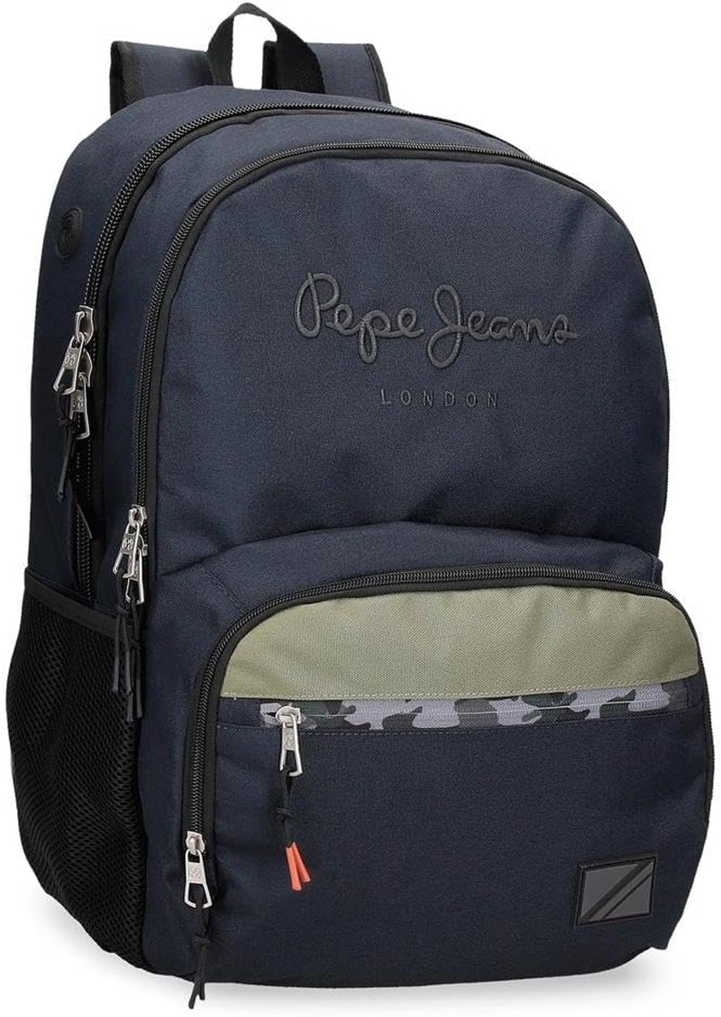 Školní batoh Pepe Jeans Cromwell, dvoukomorový, černý, 33 x 46 x 15 cm, polyester, 22,77 l, černý, jedna velikost, dvoukomorový školní batoh Prémiové batohy a brašny Naty Shop Výchozí název