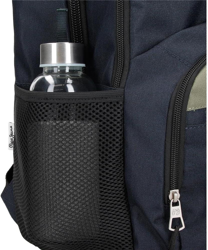 Školní batoh Pepe Jeans Cromwell, dvoukomorový, černý, 33 x 46 x 15 cm, polyester, 22,77 l, černý, univerzální, dvoukomorový školní batoh Premium Batohy a brašny Naty Shop