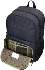 Školní batoh Pepe Jeans Cromwell, dvoukomorový, černý, 33 x 46 x 15 cm, polyester, 22,77 l, černý, univerzální, dvoukomorový školní batoh Premium Batohy a brašny Naty Shop