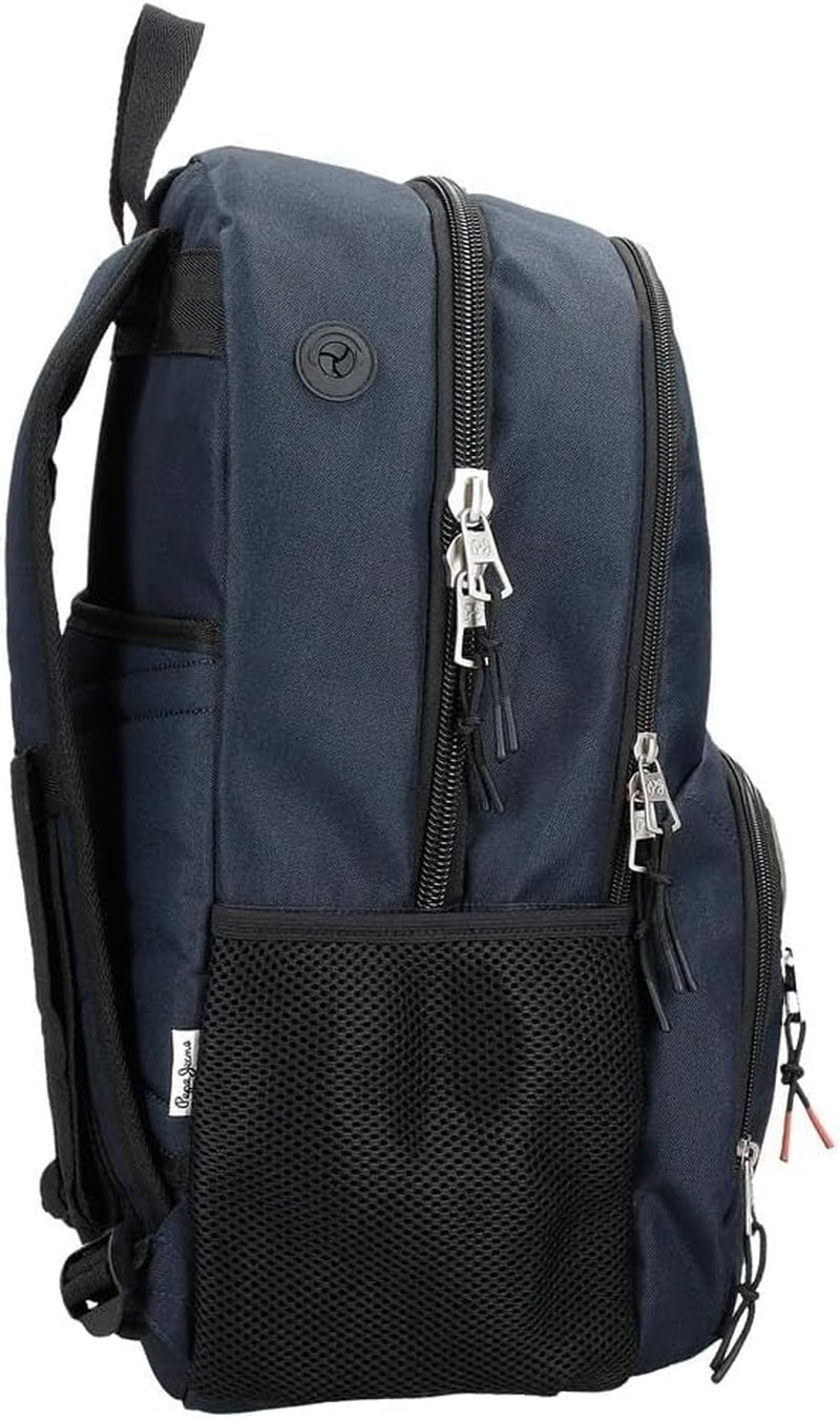 Školní batoh Pepe Jeans Cromwell, dvoukomorový, černý, 33 x 46 x 15 cm, polyester, 22,77 l, černý, univerzální, dvoukomorový školní batoh Premium Batohy a brašny Naty Shop