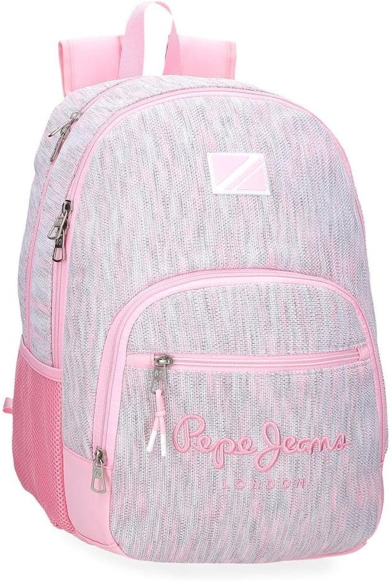Pepe Jeans Miri školní batoh, růžový, 31 x 44 x 17,5 cm, polyester, 22,79 l, růžový, školní batoh Prémiové batohy a brašny Naty Shop Doppelter Rucksack