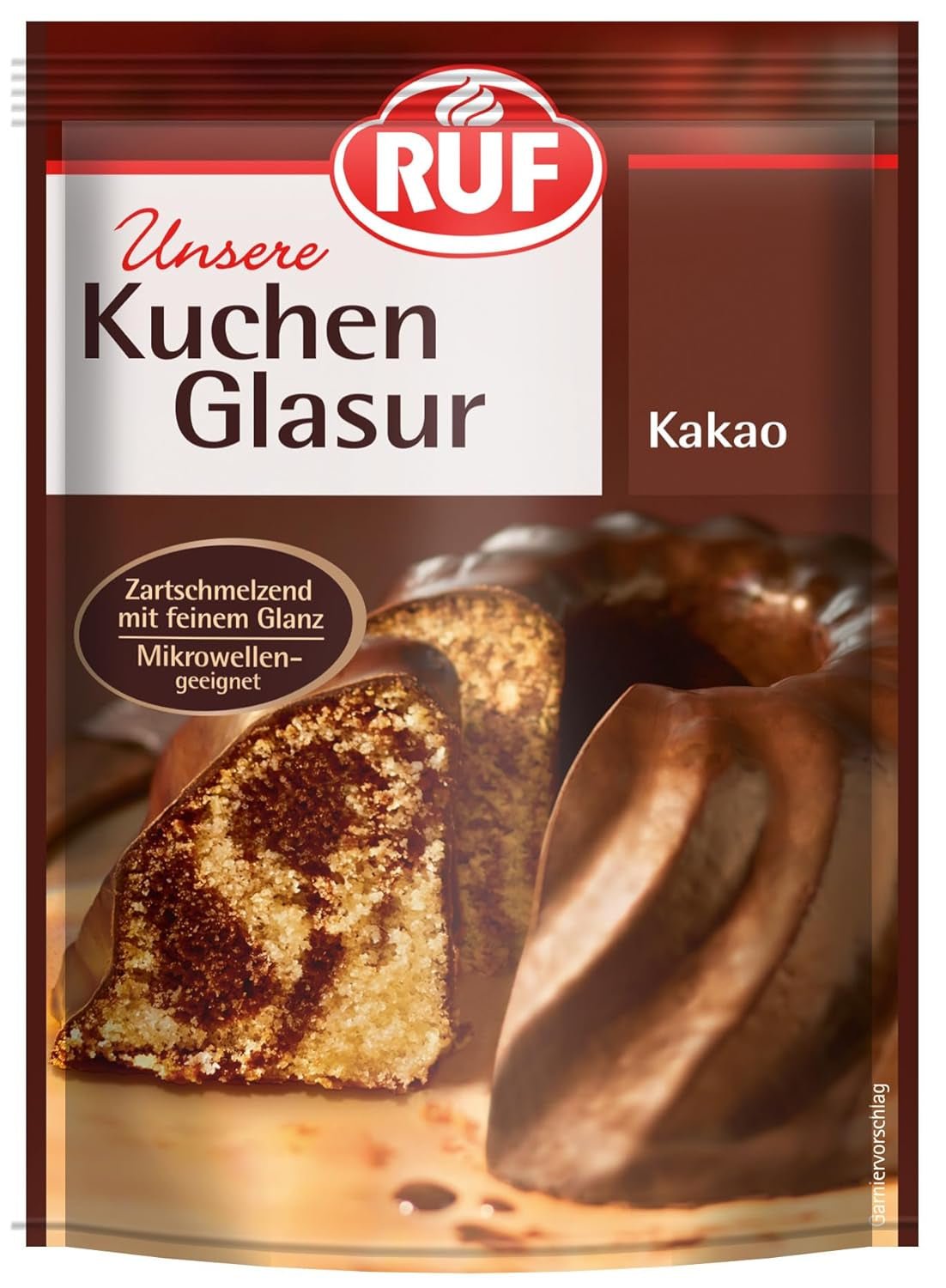 RUF Cake Glaze Bourbon Vanilka, 100g v sáčku, vhodné do mikrovlnné trouby, na polevání a zdobení sušenek, muffinů a dortů, bezlepková cukrová pasta Naty Shop Cacao