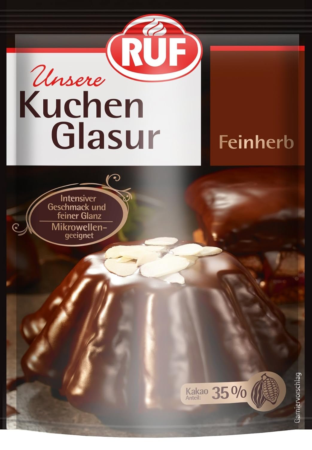 RUF Cake Glaze Bourbon Vanilka, 100g v sáčku, vhodné do mikrovlnné trouby, na polevání a zdobení sušenek, muffinů a dortů, bezlepková Cukrová pasta Naty Shop Fine tart