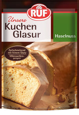 RUF Cake Glaze Bourbon Vanilka, 100g v sáčku, vhodné do mikrovlnné trouby, na polevání a zdobení sušenek, muffinů a dortů, bezlepková Cukrová pasta Naty Shop Lískový ořech